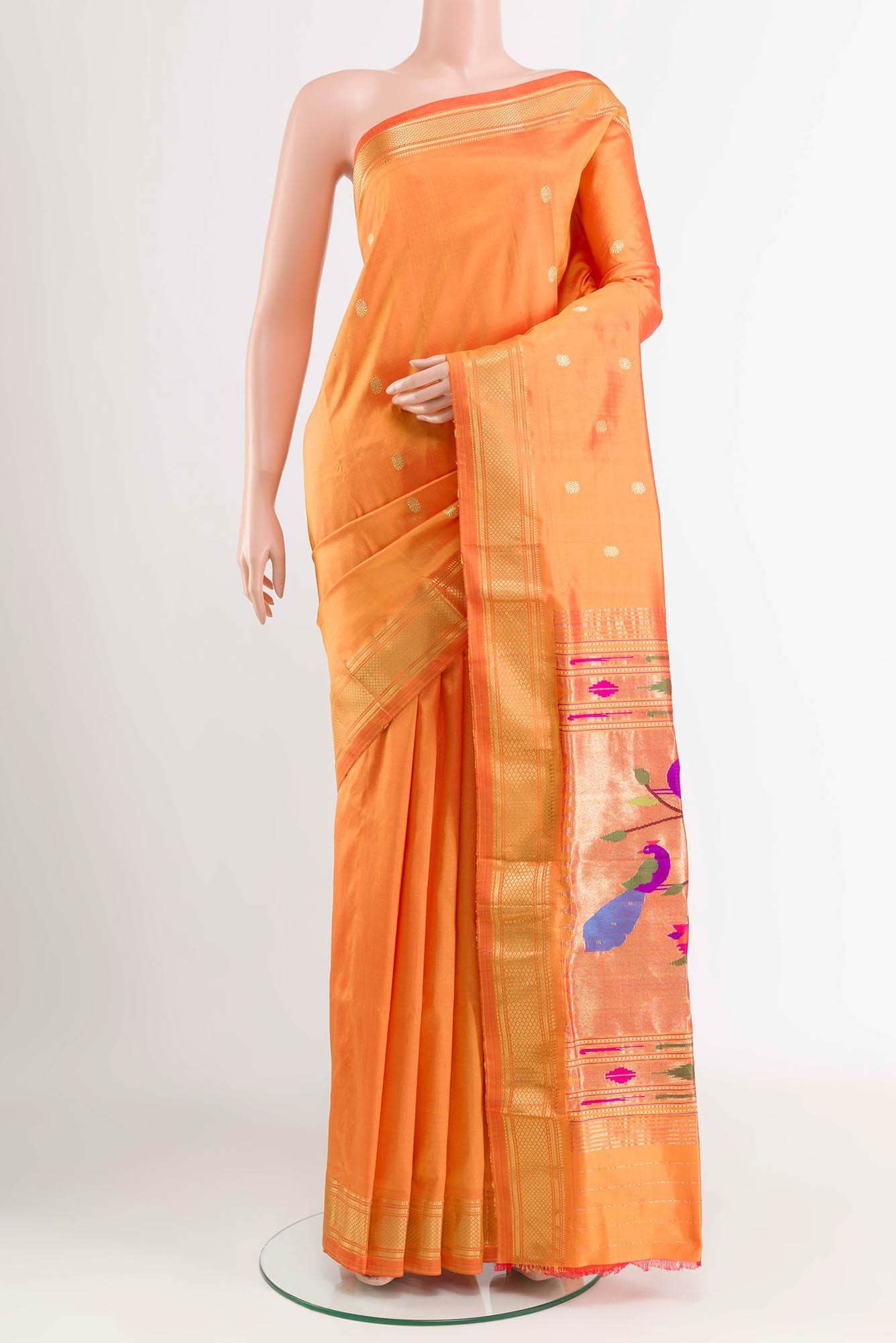 Orange Paithani Silk Saree