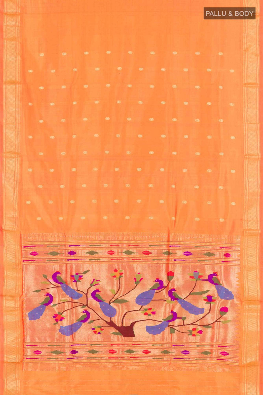 Orange Paithani Silk Saree