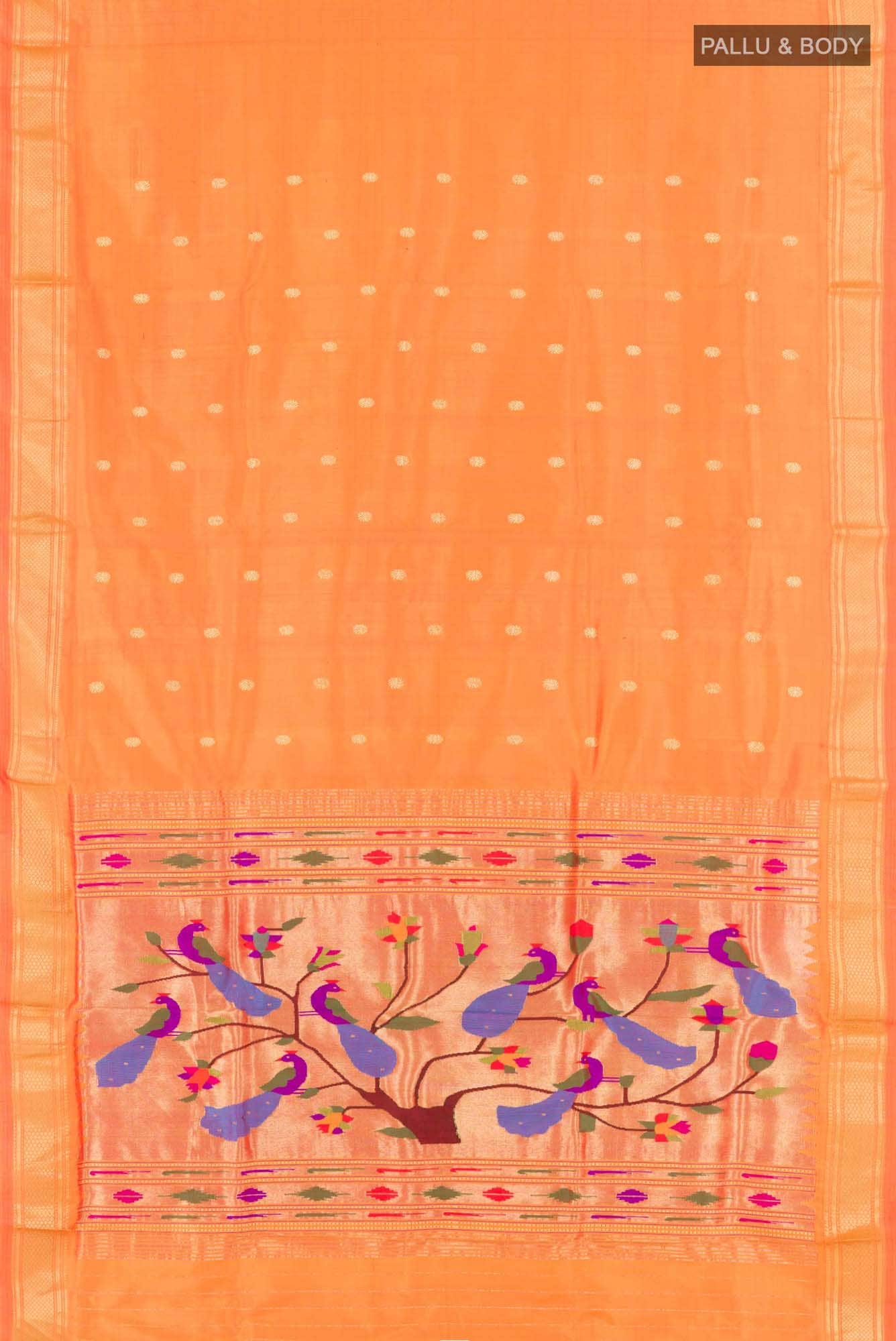 Orange Paithani Silk Saree