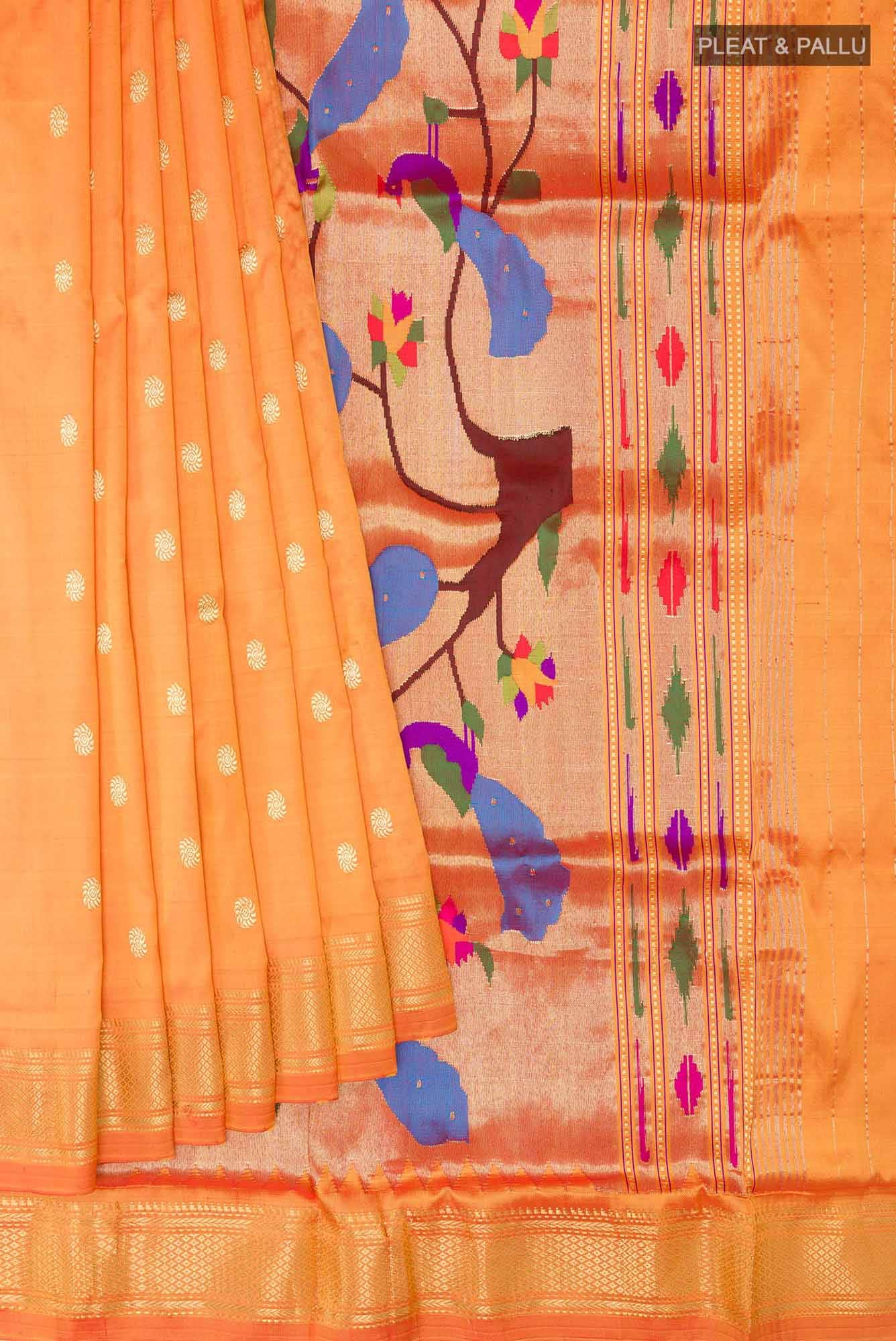 Orange Paithani Silk Saree