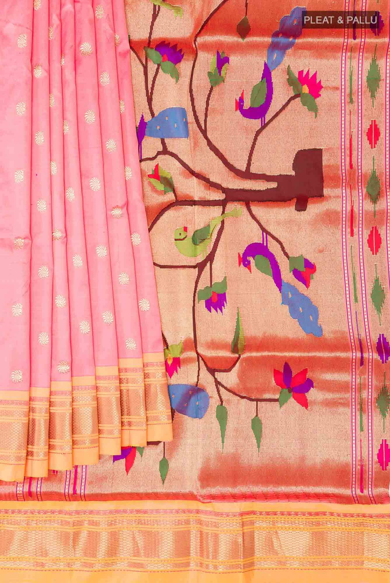 Pink Paithani Silk Saree