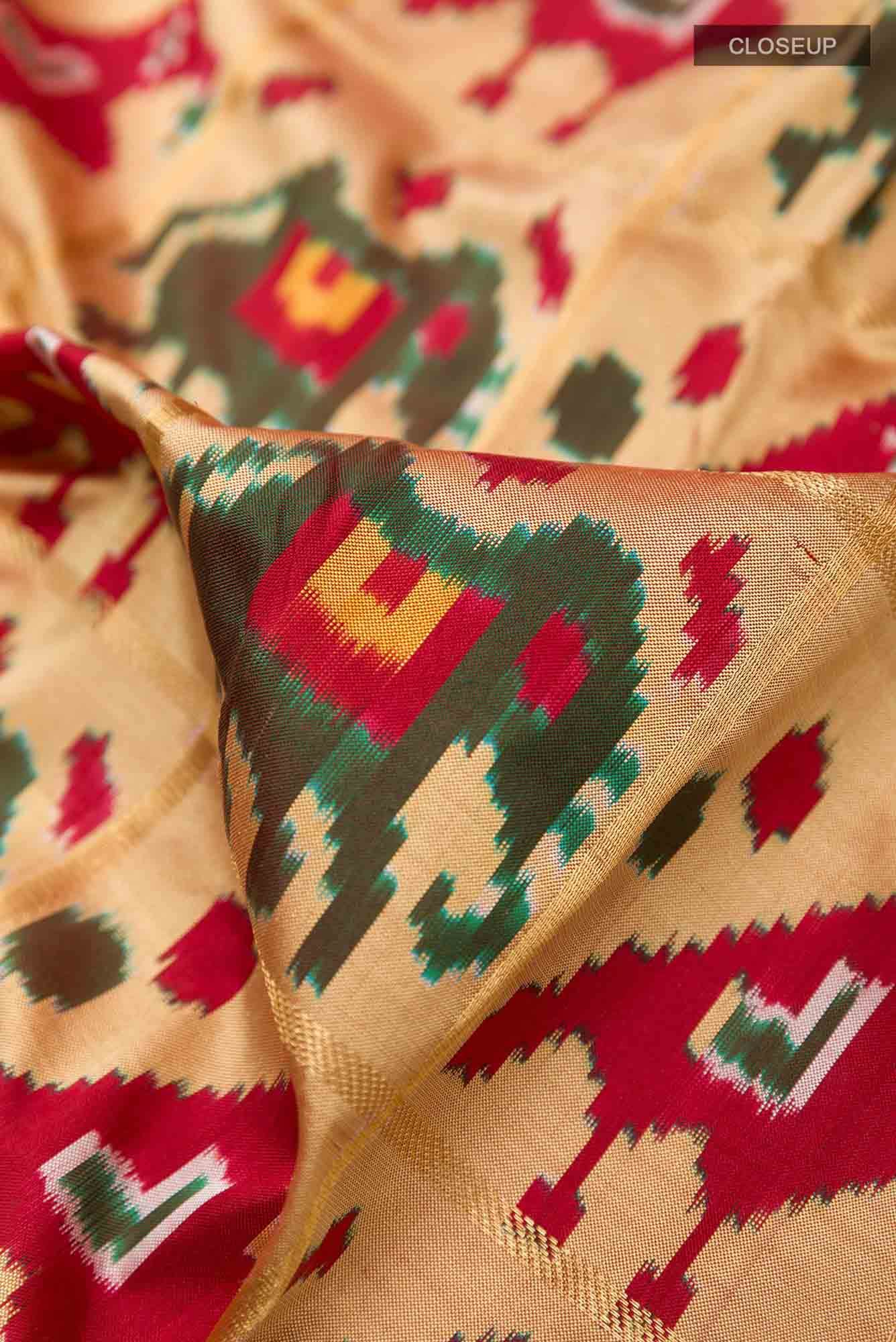 Dark Beige Pochampally Silk Saree
