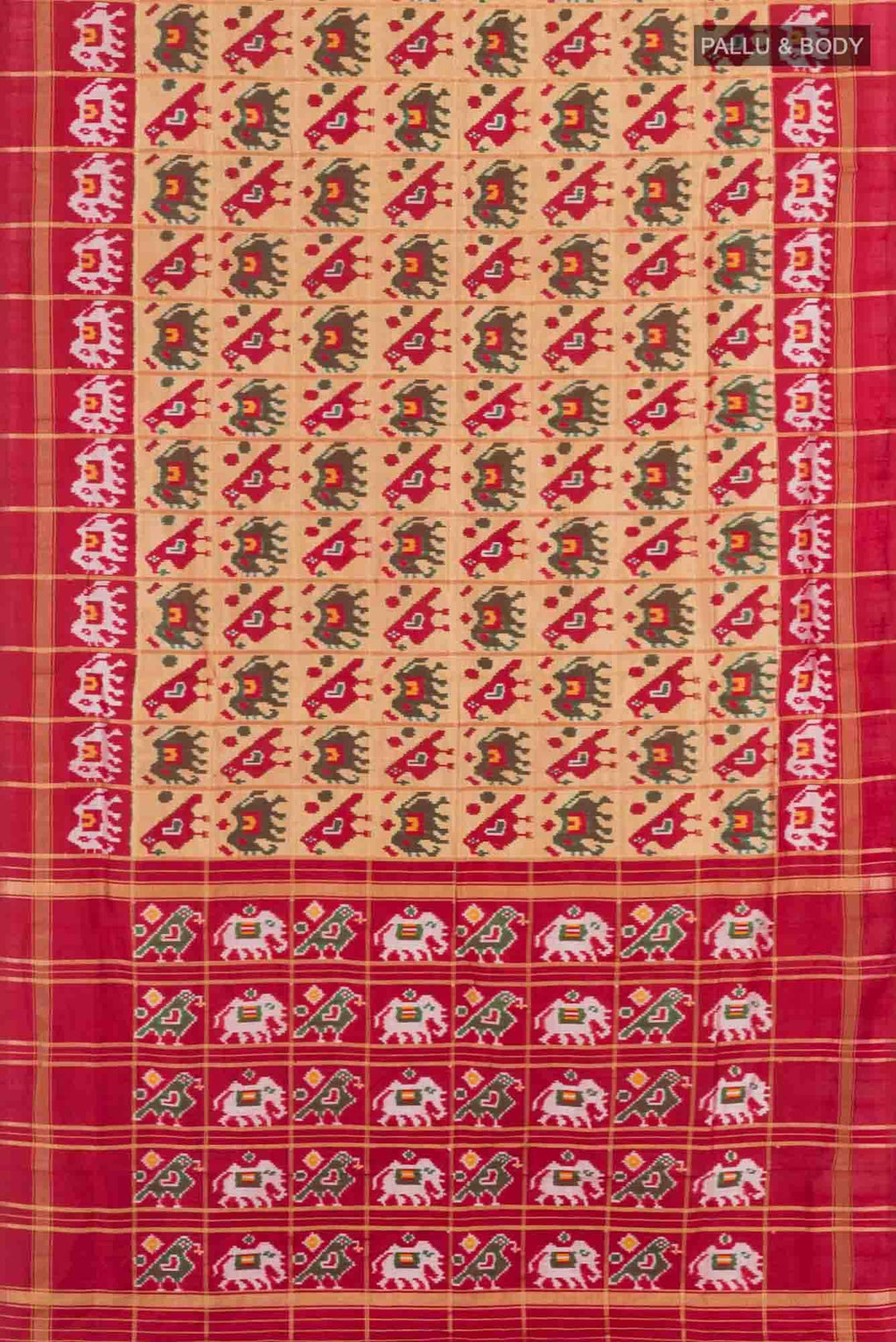 Dark Beige Pochampally Silk Saree