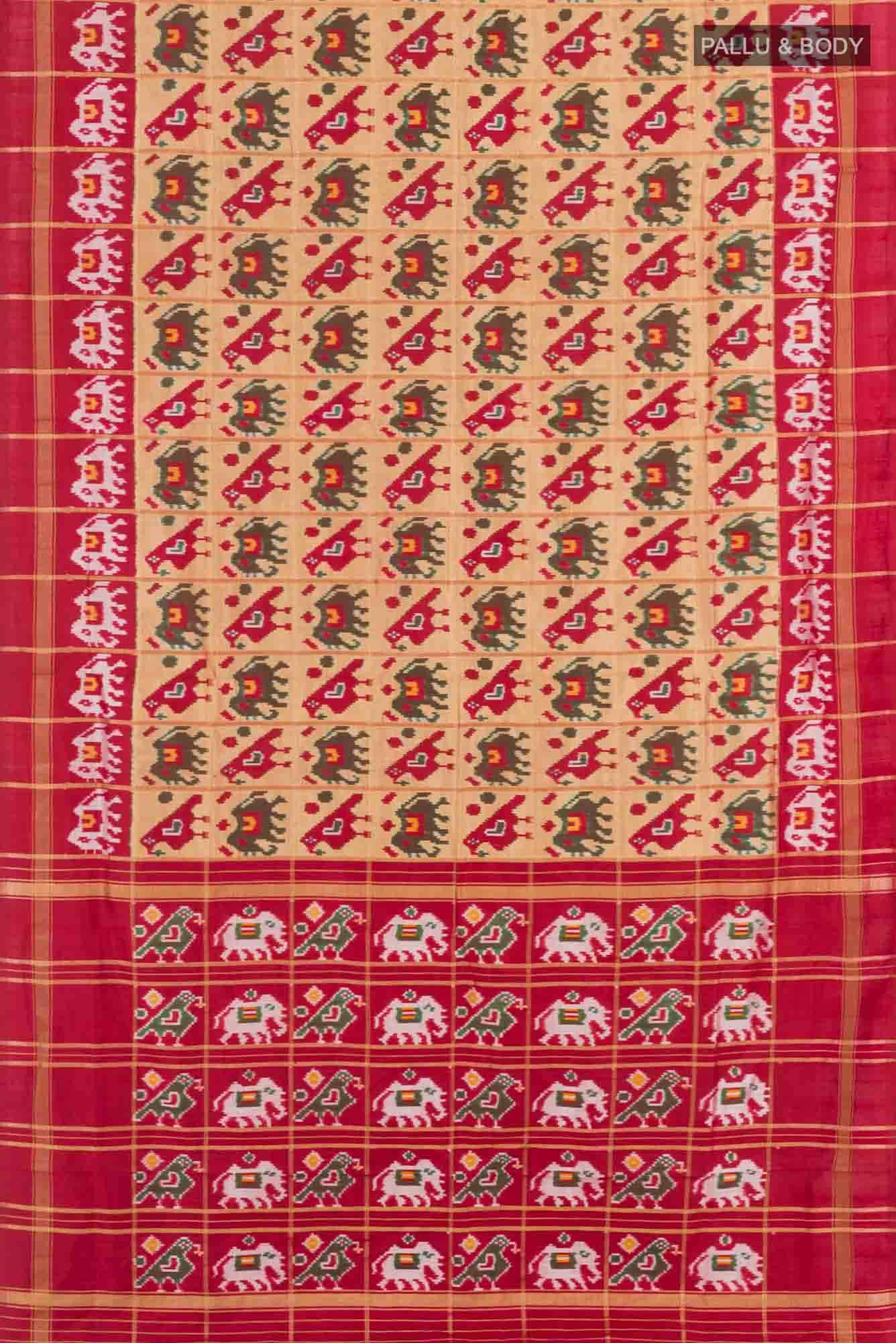 Dark Beige Pochampally Silk Saree