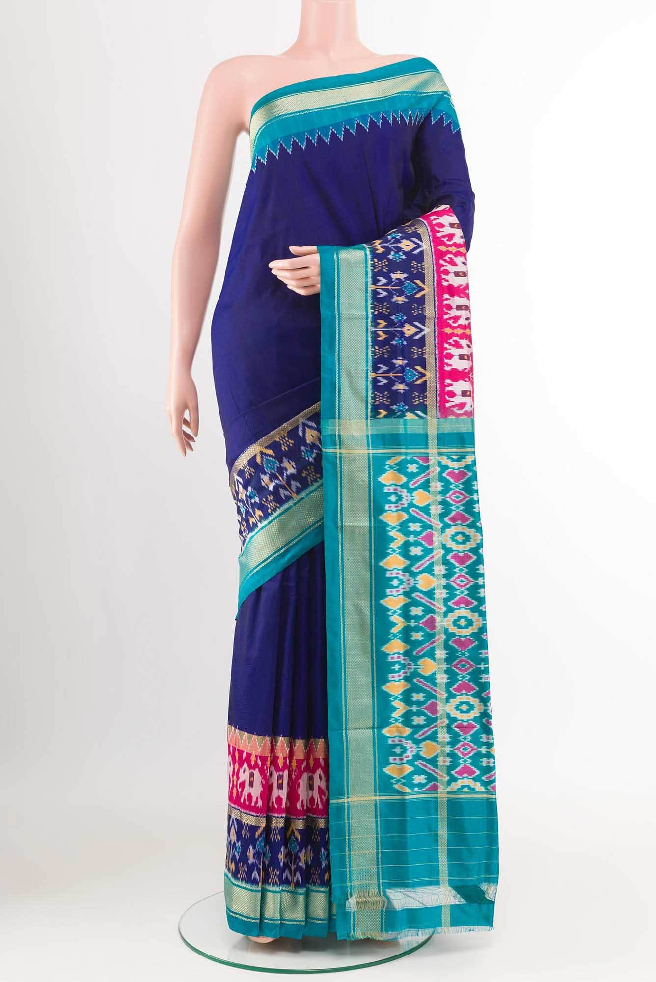 Dark Blue Pochampally Silk Saree