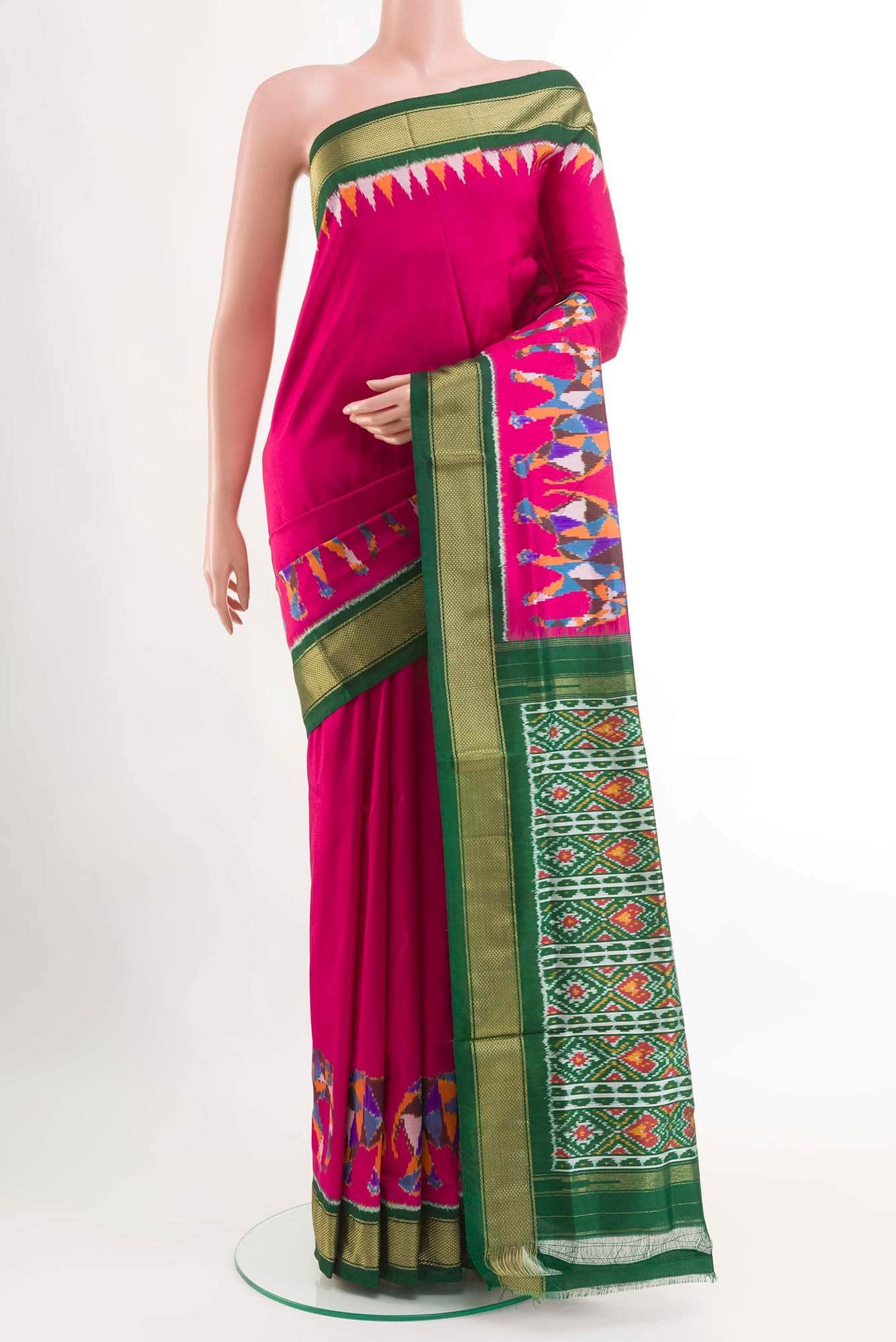 Dark Pink Pochampally Silk Saree