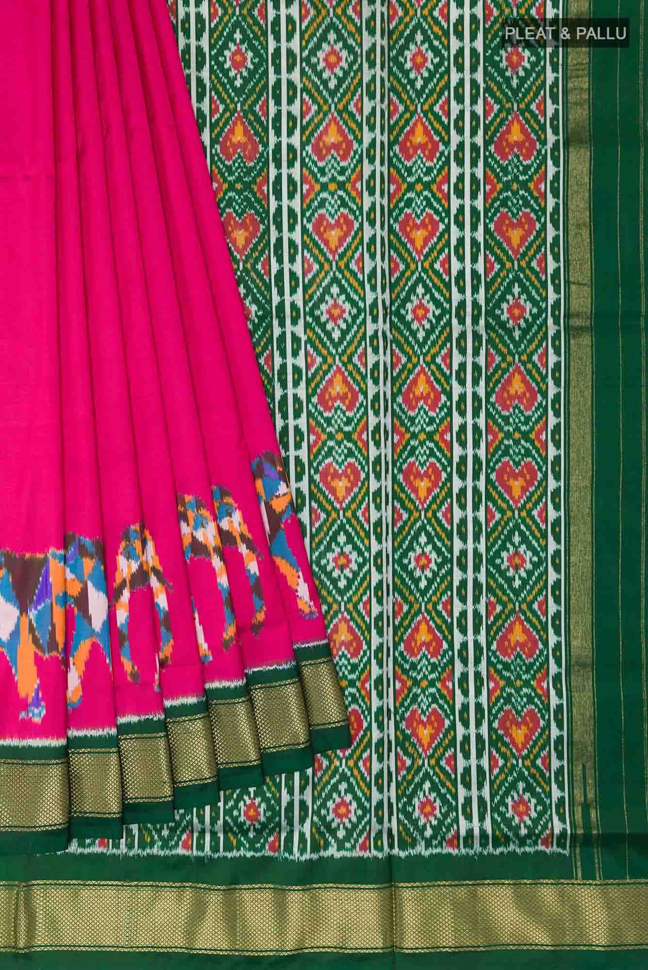 Dark Pink Pochampally Silk Saree