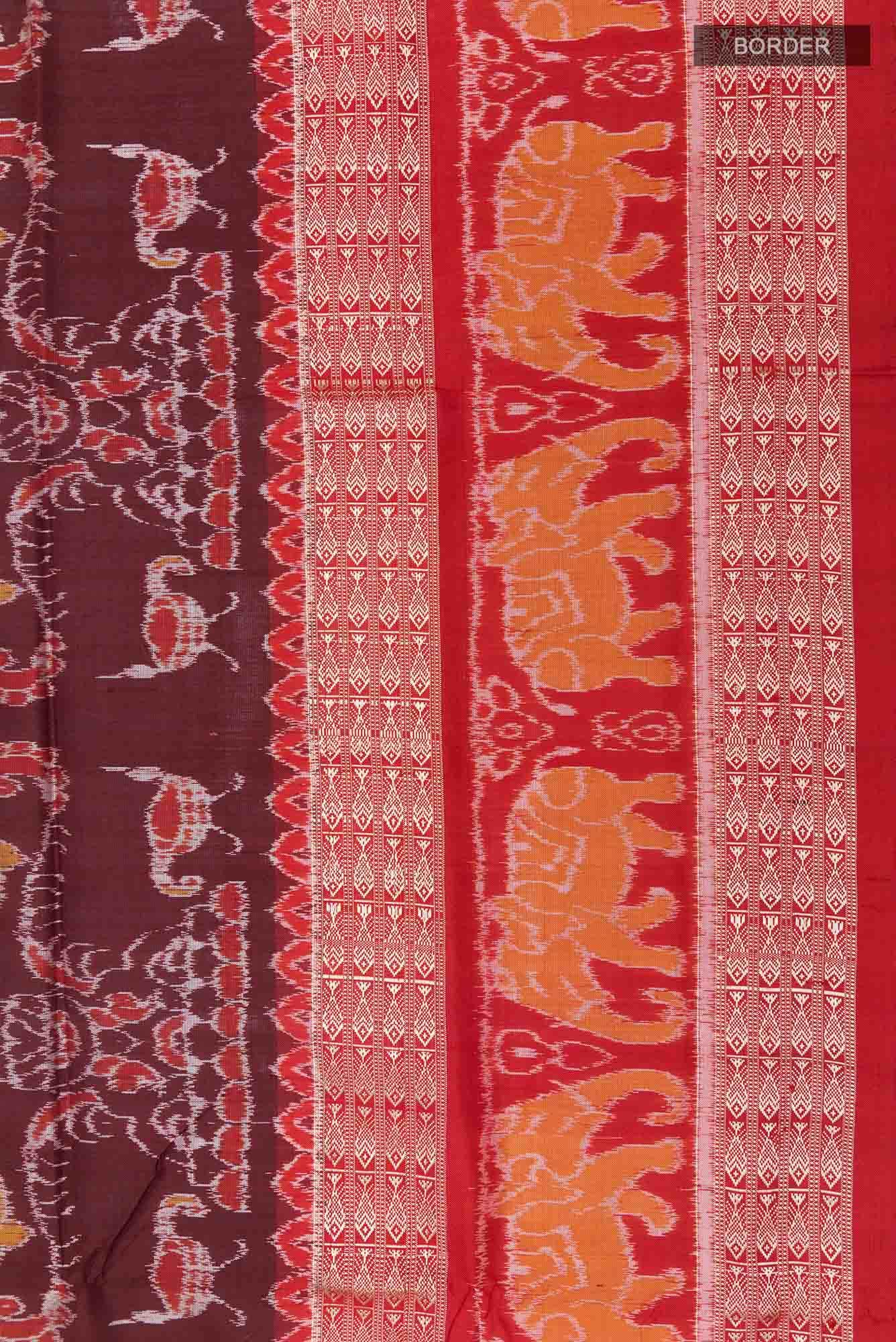 Brown Orissa Ikat Saree