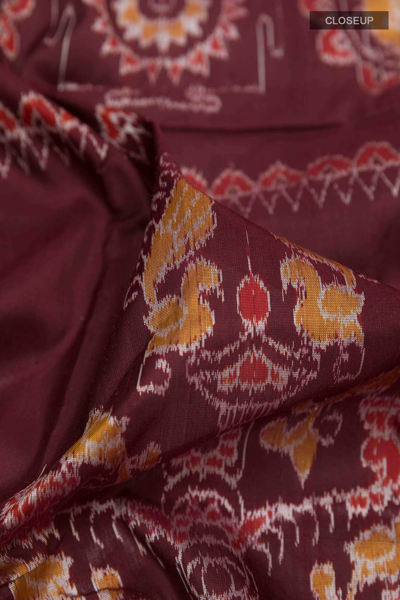 Brown Orissa Ikat Saree