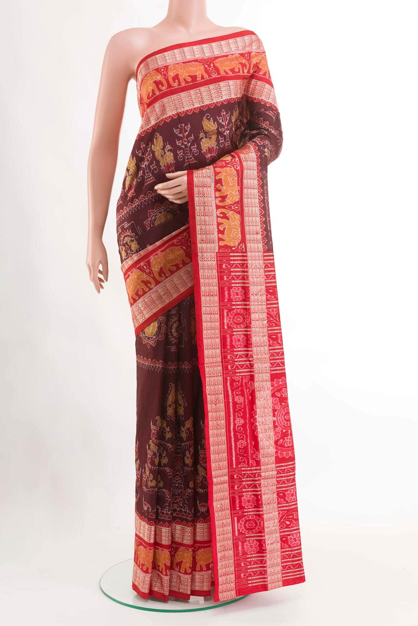 Brown Orissa Ikat Saree