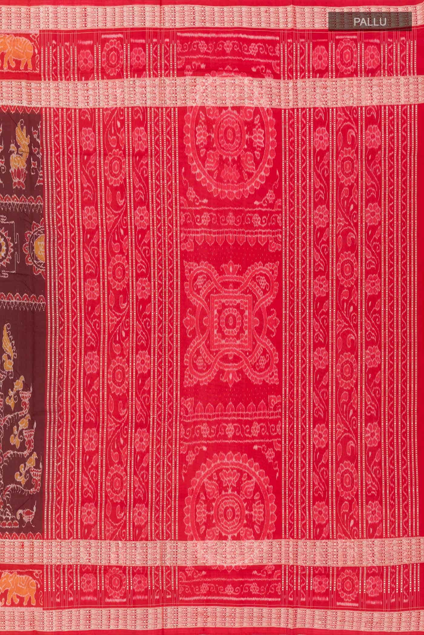 Brown Orissa Ikat Saree
