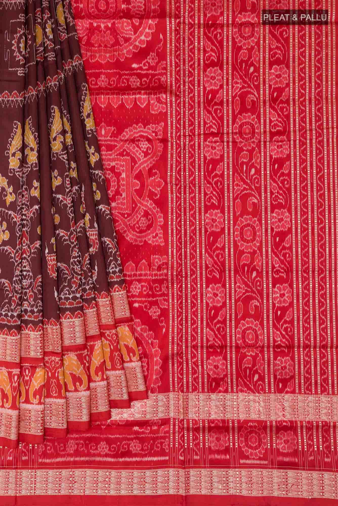 Brown Orissa Ikat Saree
