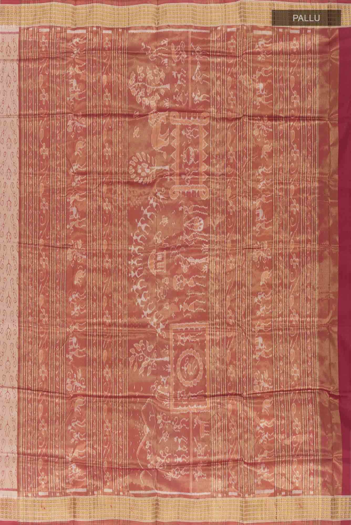 Dark Beige Orissa Silk Saree