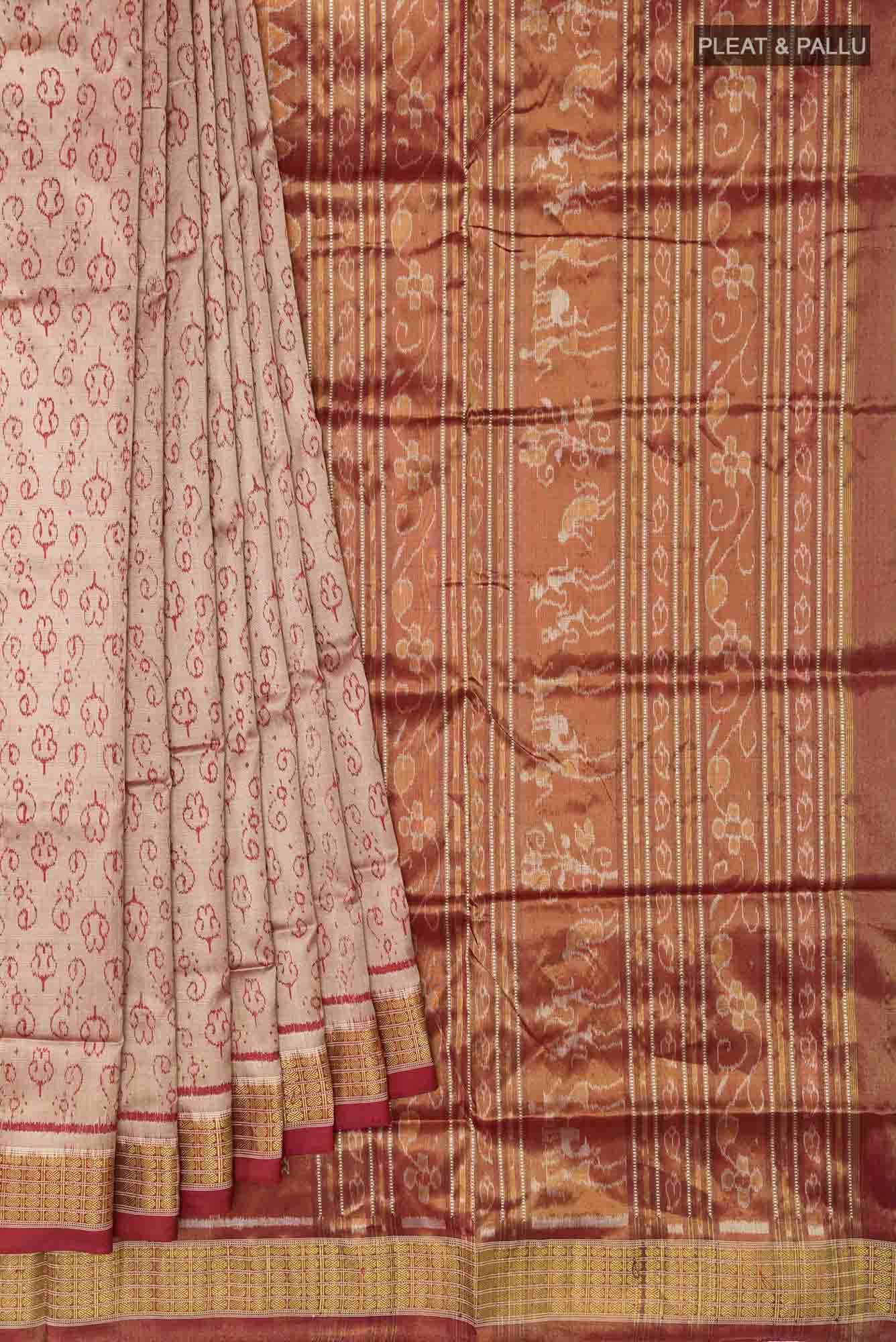 Dark Beige Orissa Silk Saree