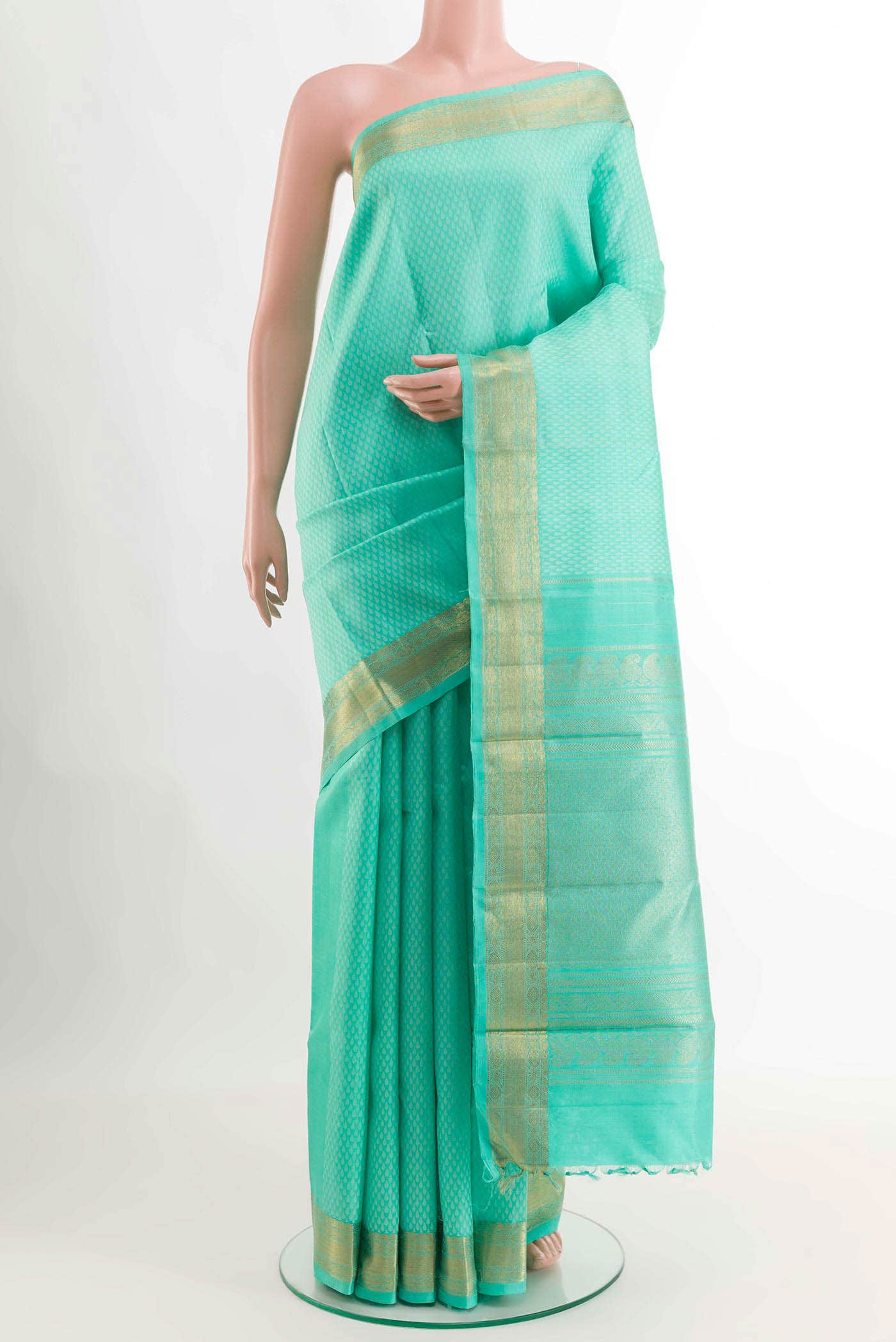 Sea Green Kanchipuram Silk Saree
