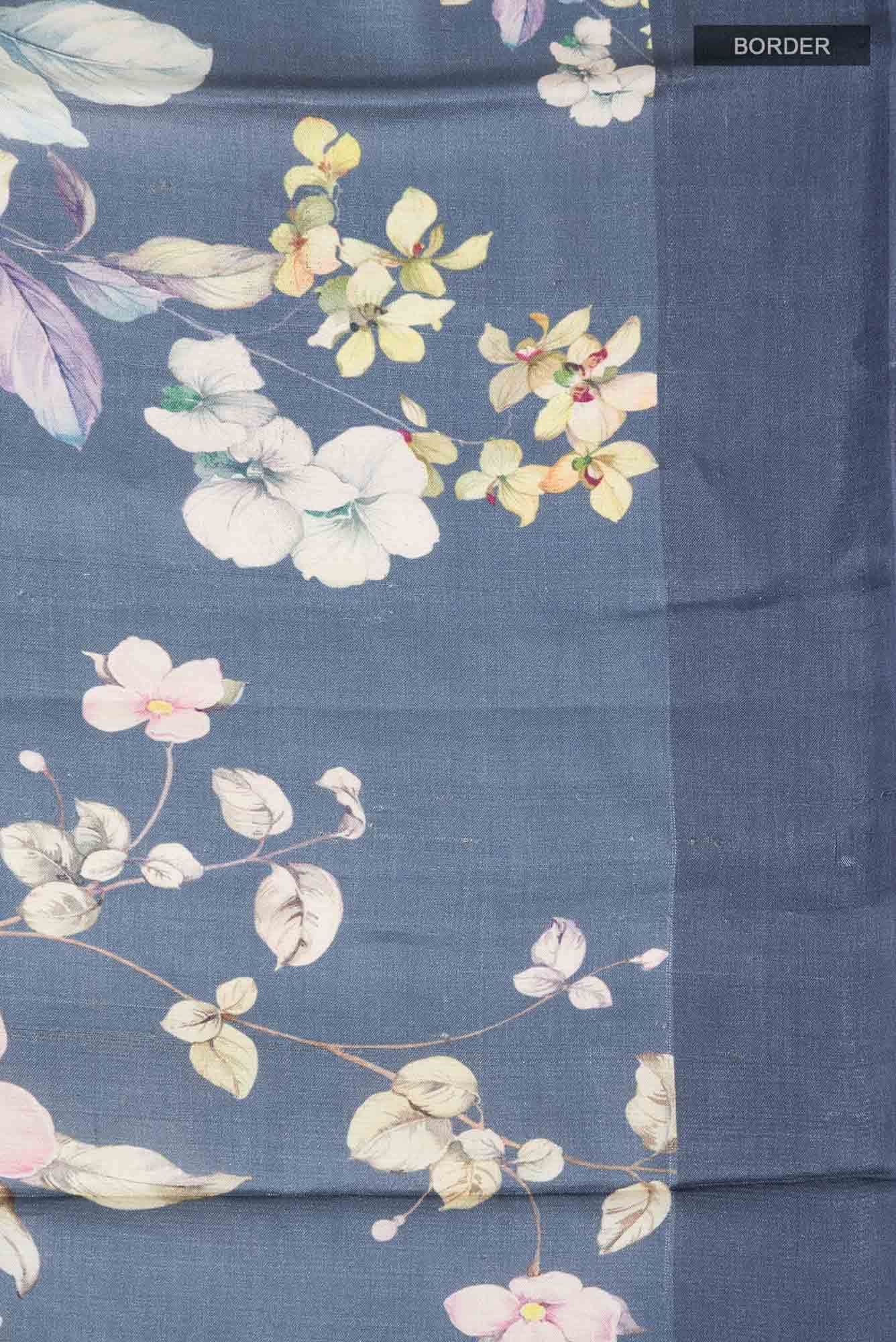 Blue Grey Bhagalpuri Tussar Silk Saree