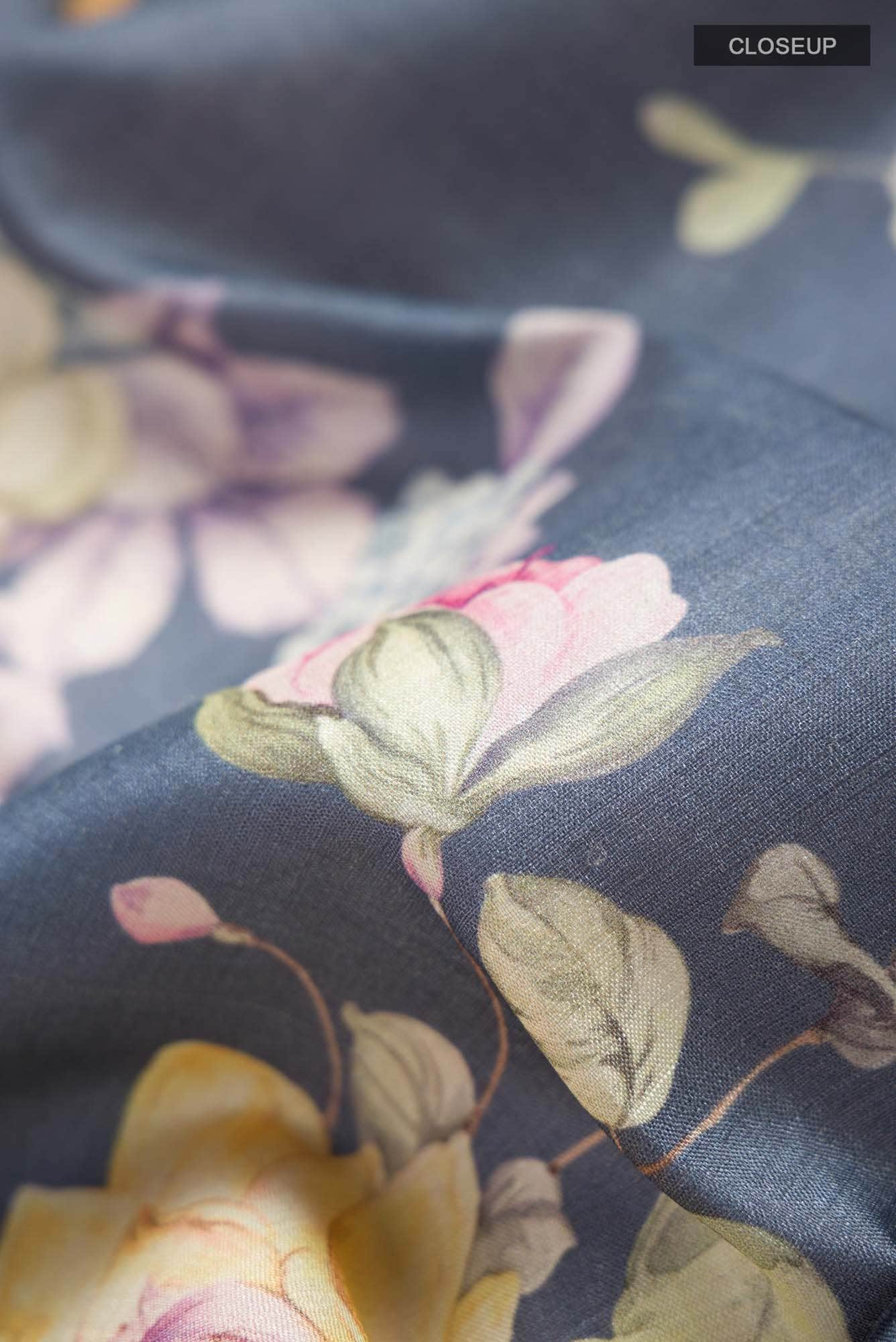 Blue Grey Bhagalpuri Tussar Silk Saree