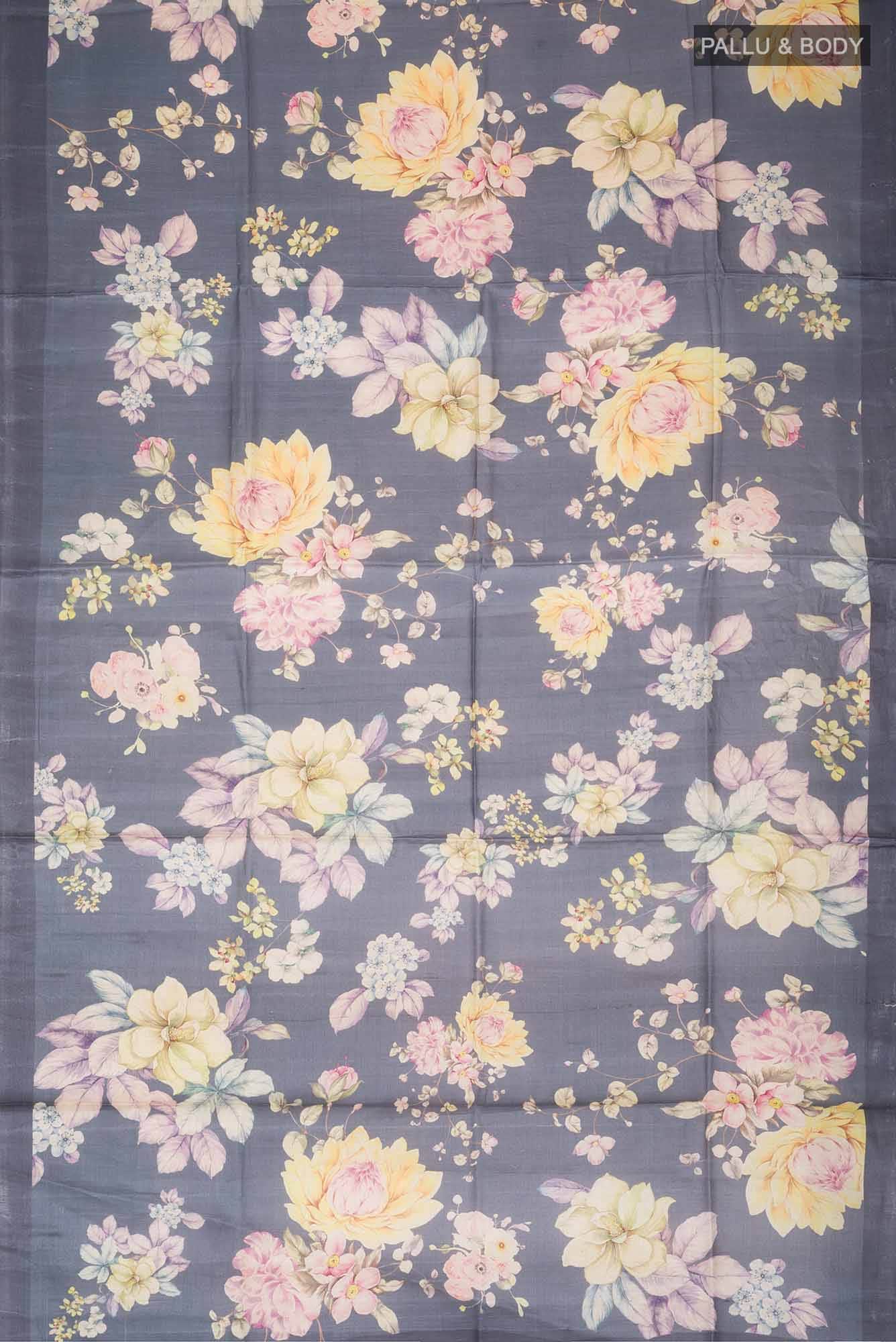 Blue Grey Bhagalpuri Tussar Silk Saree