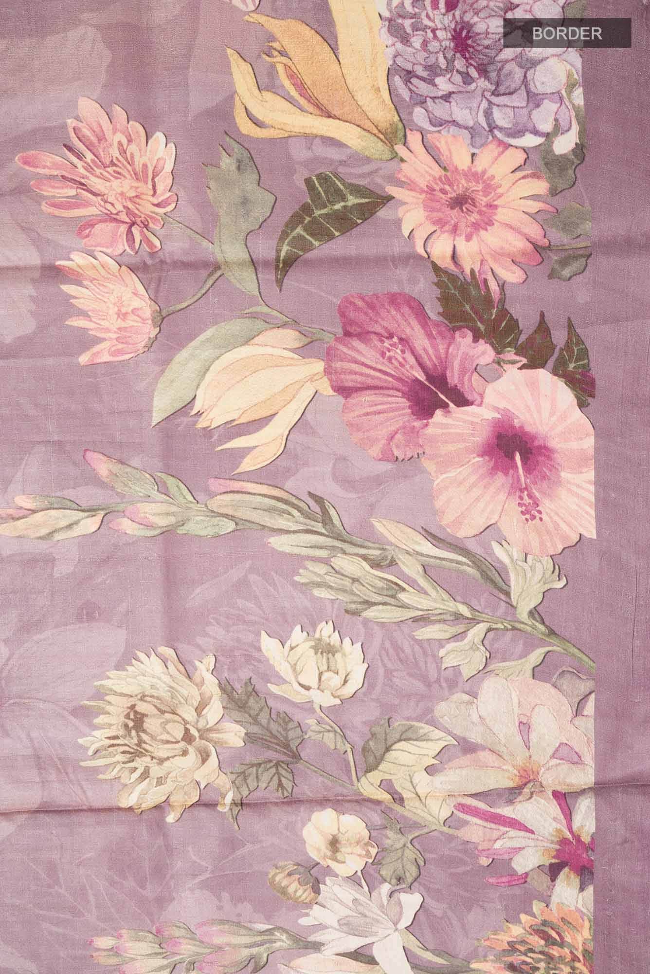 Mauve Bhagalpuri Tussar Silk Saree