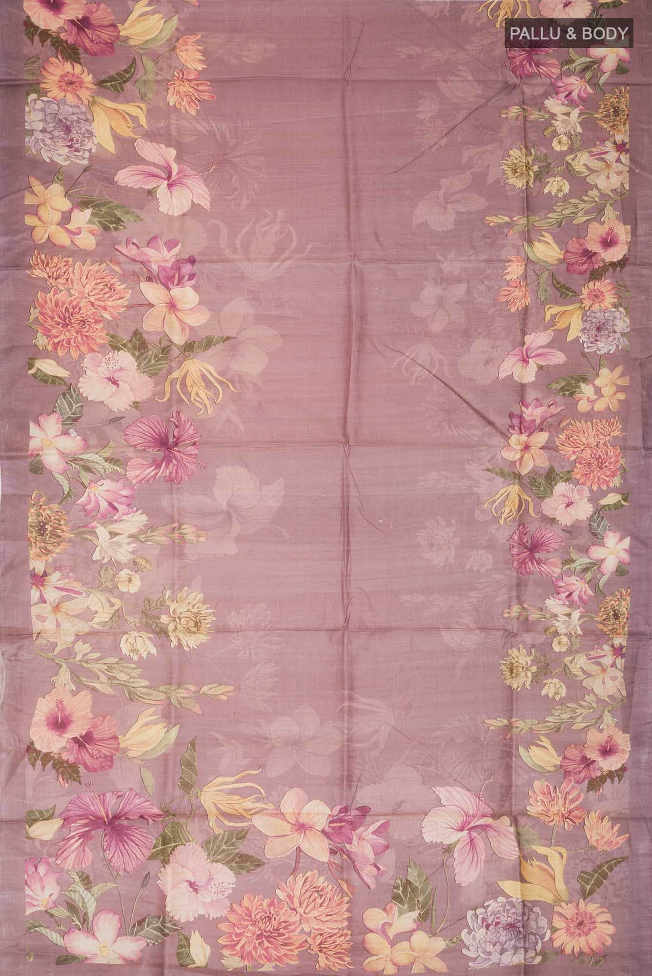 Mauve Bhagalpuri Tussar Silk Saree