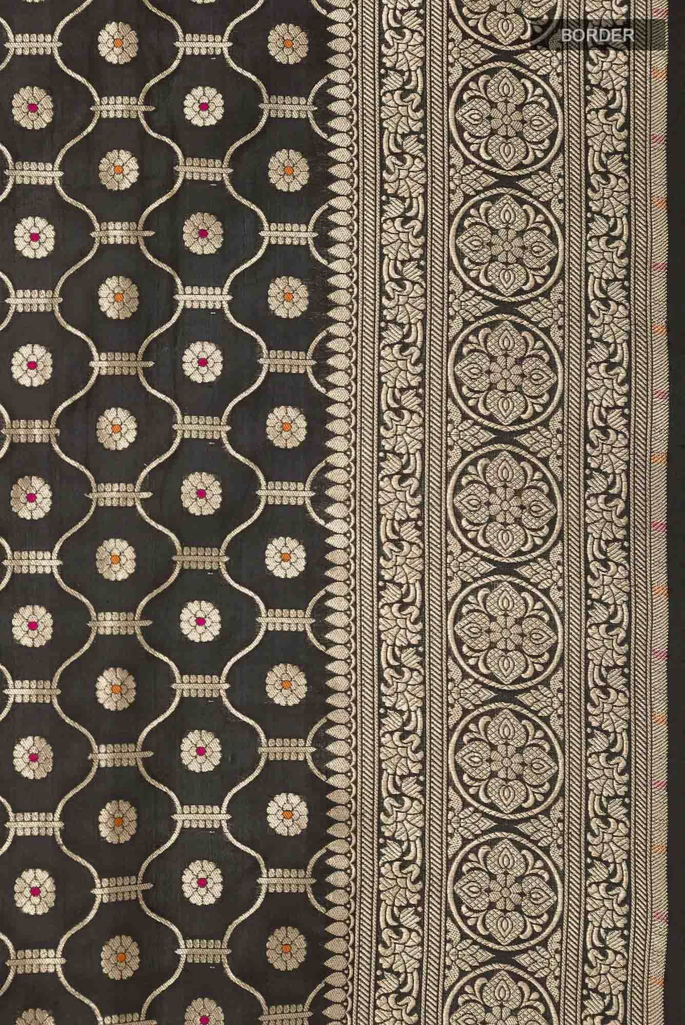 Black Blended Banarasi Silk Saree