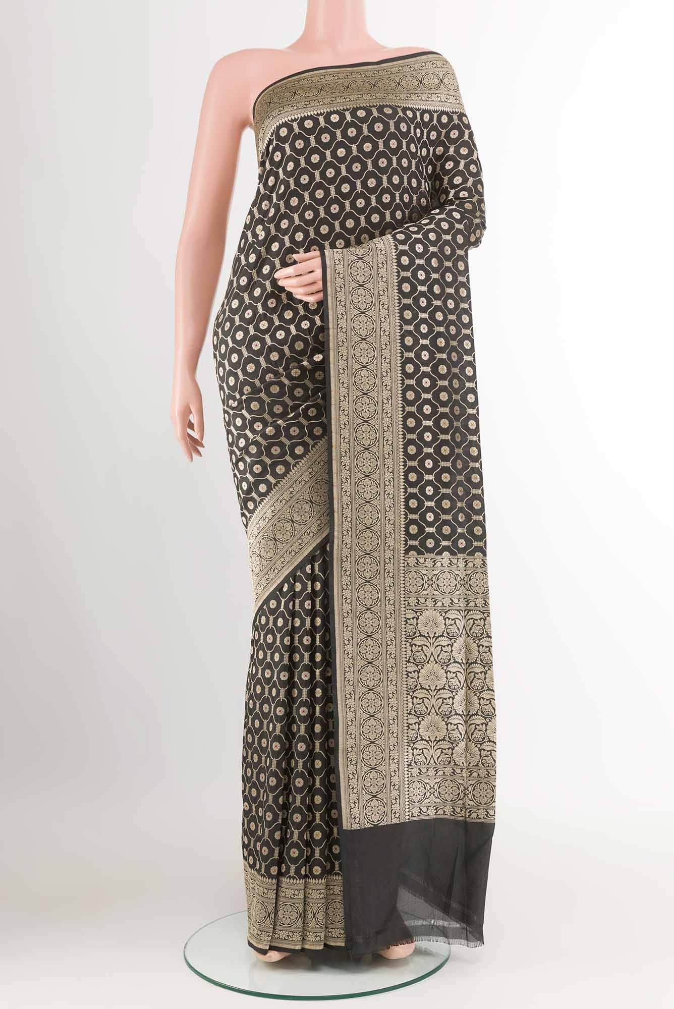 Black Blended Banarasi Silk Saree