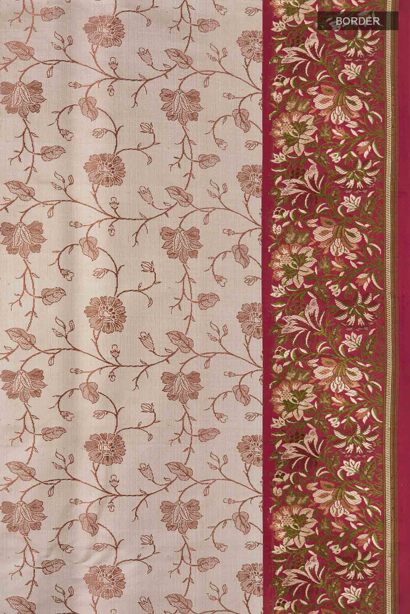 Beige Banarasi Silk Saree