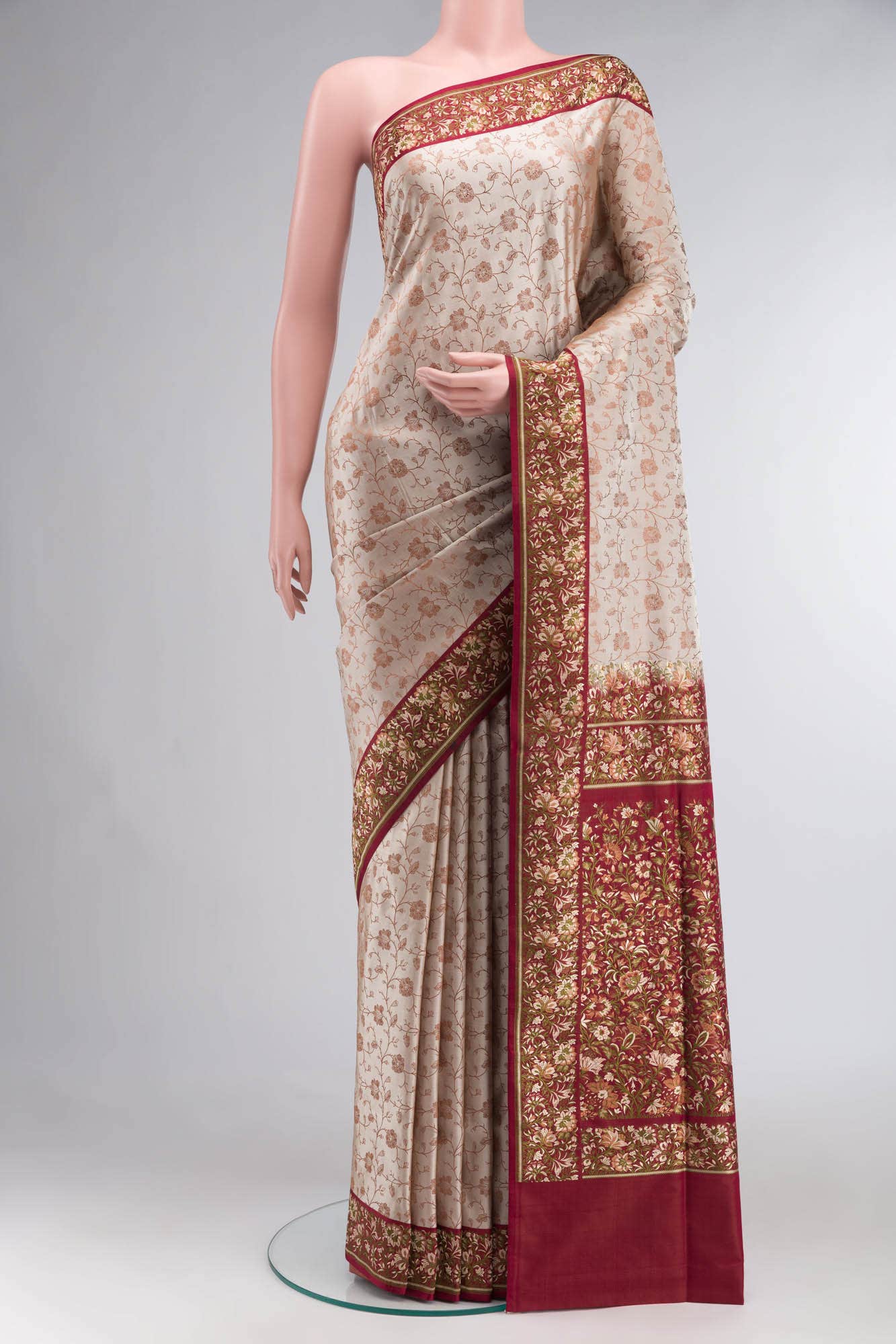 Beige Banarasi Silk Saree