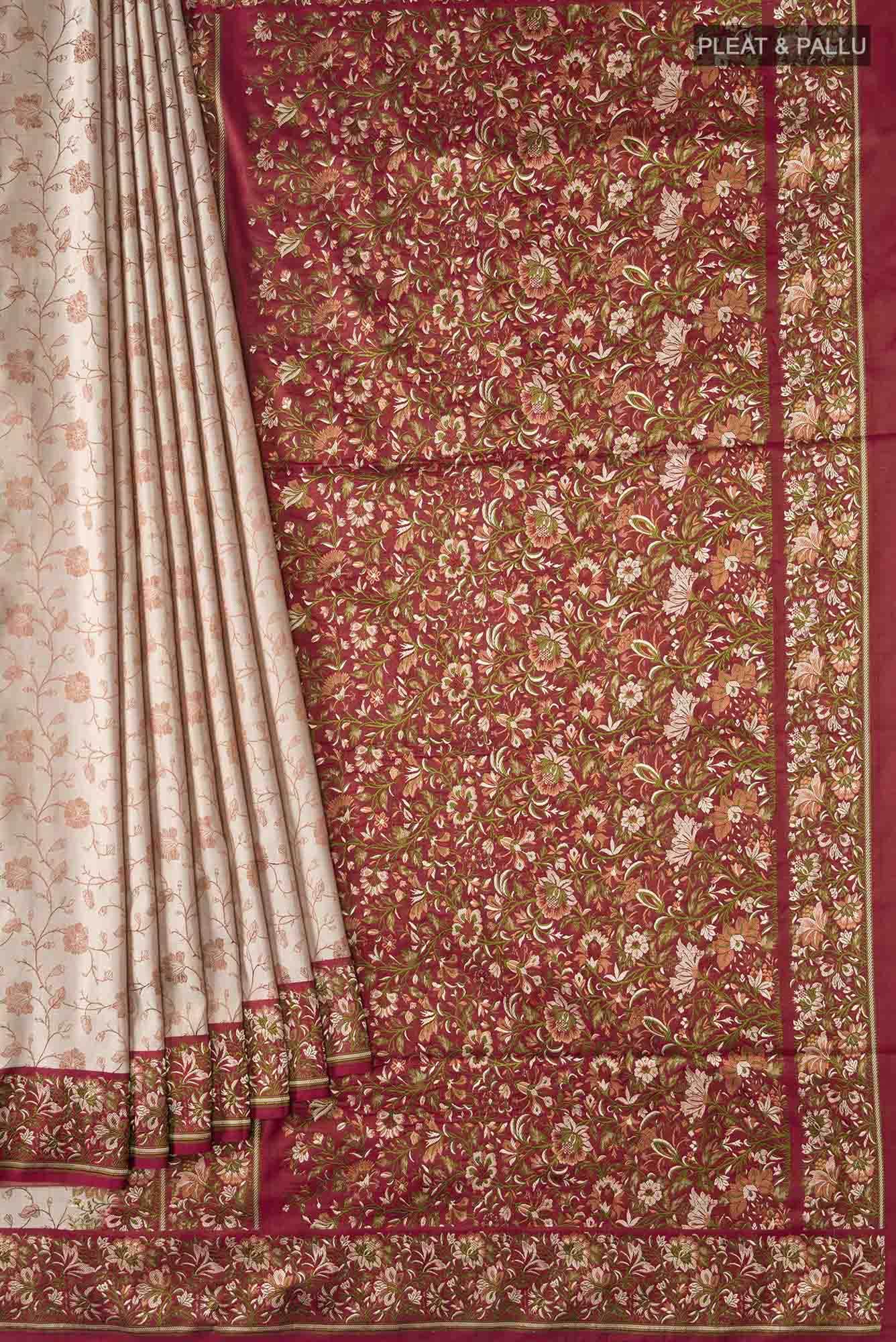 Beige Banarasi Silk Saree