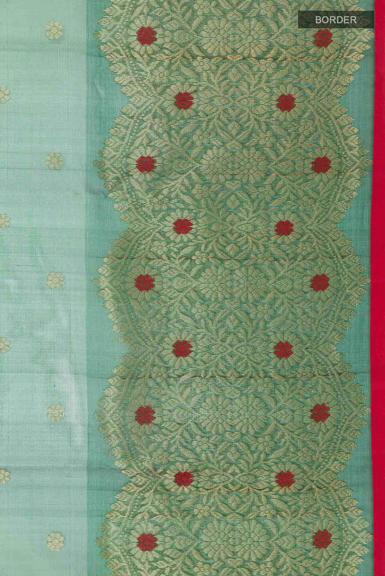 Green Chanderi Kora Silk Saree
