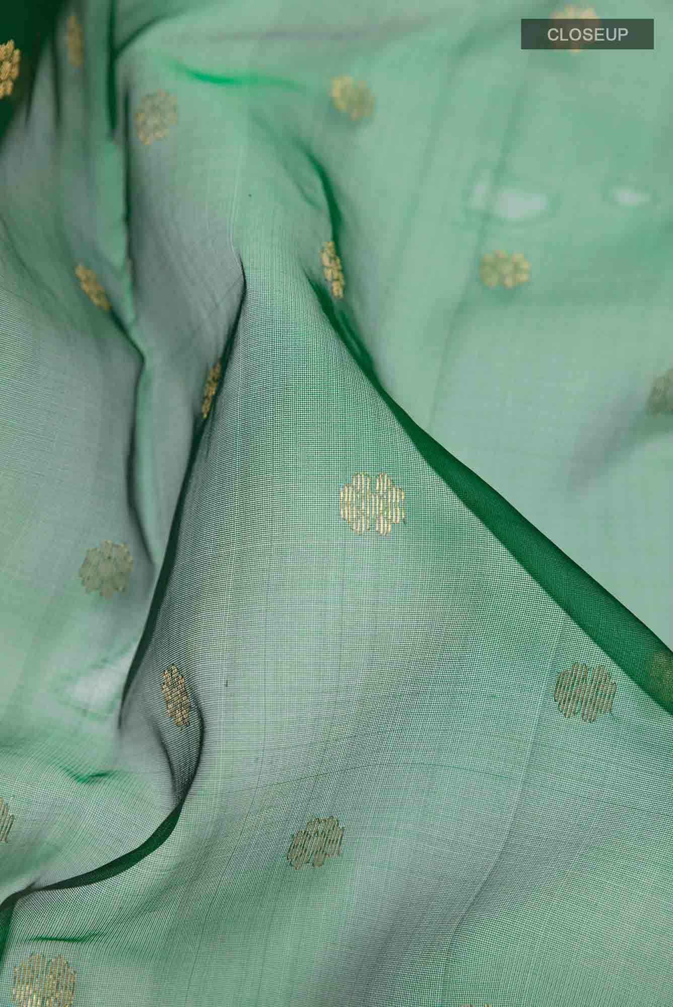 Green Chanderi Kora Silk Saree