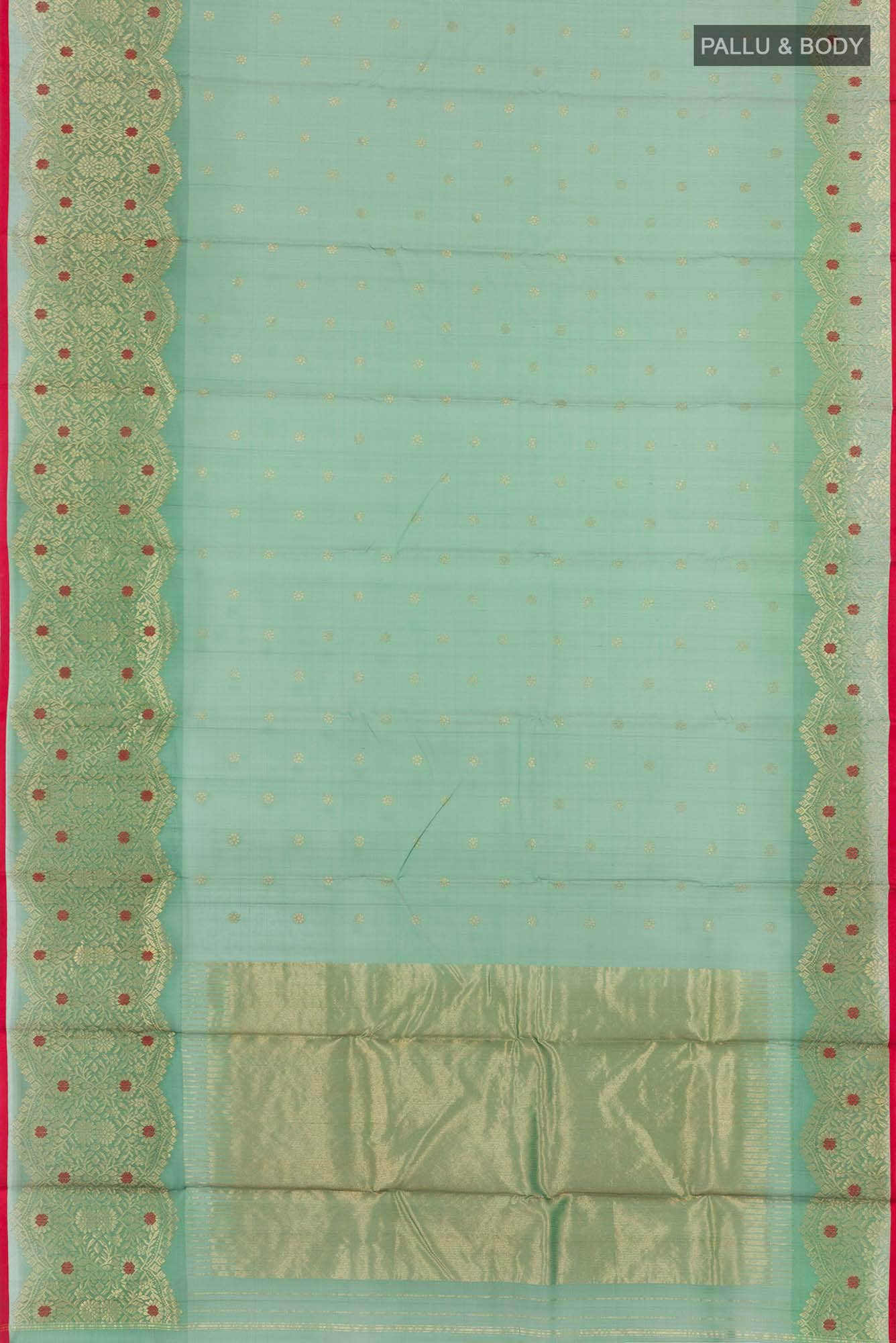 Green Chanderi Kora Silk Saree