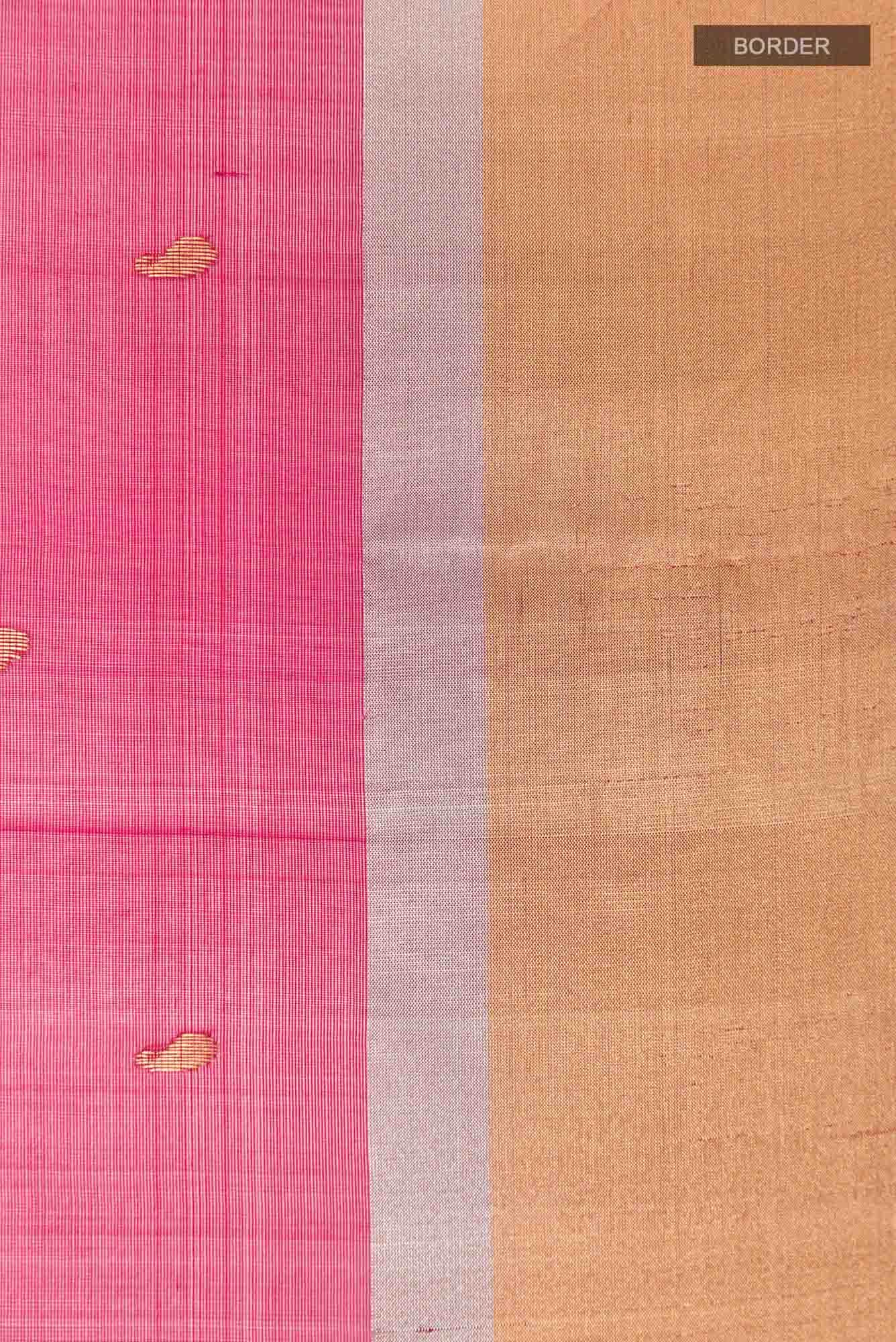 Red Chanderi Kora Silk Saree