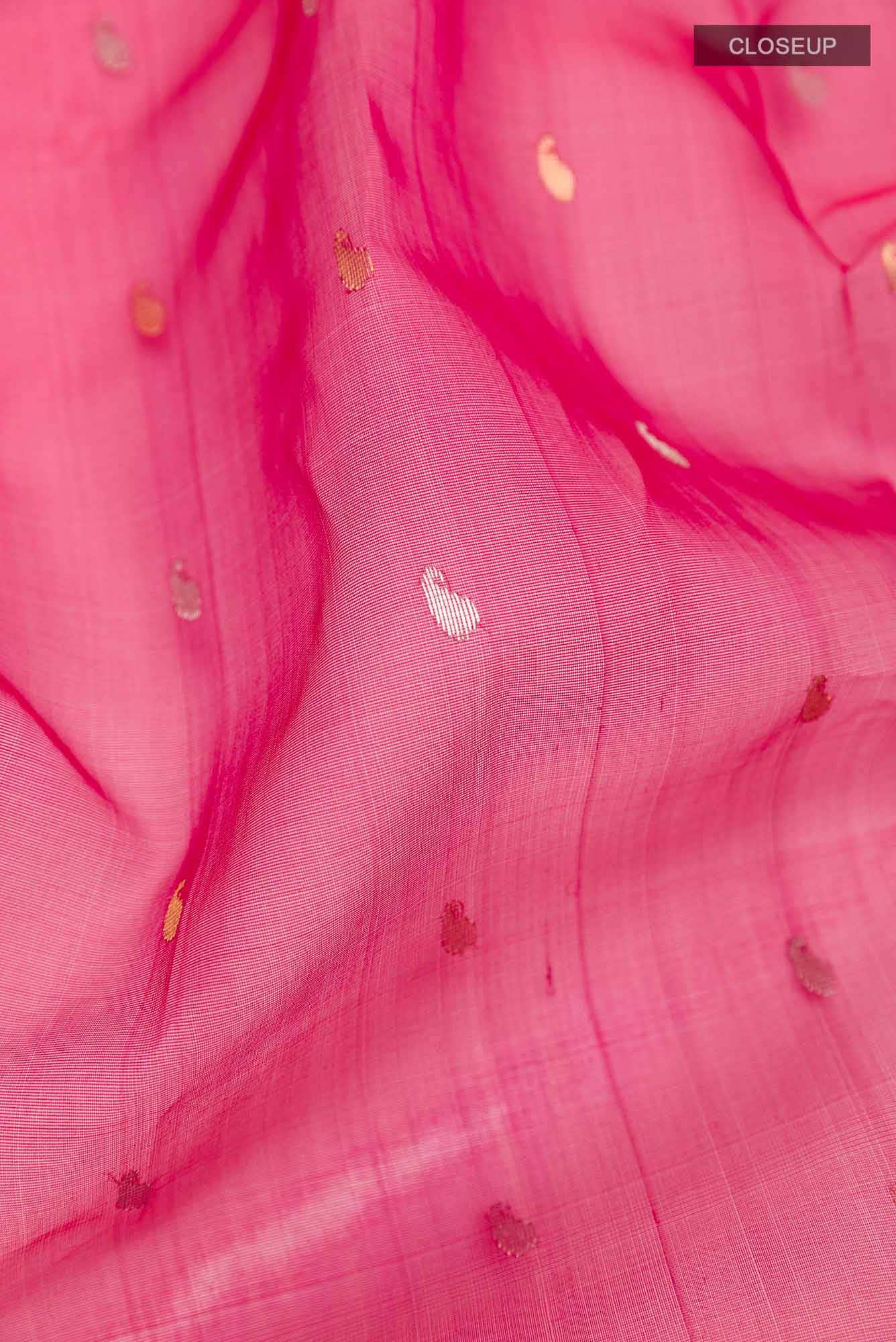Red Chanderi Kora Silk Saree