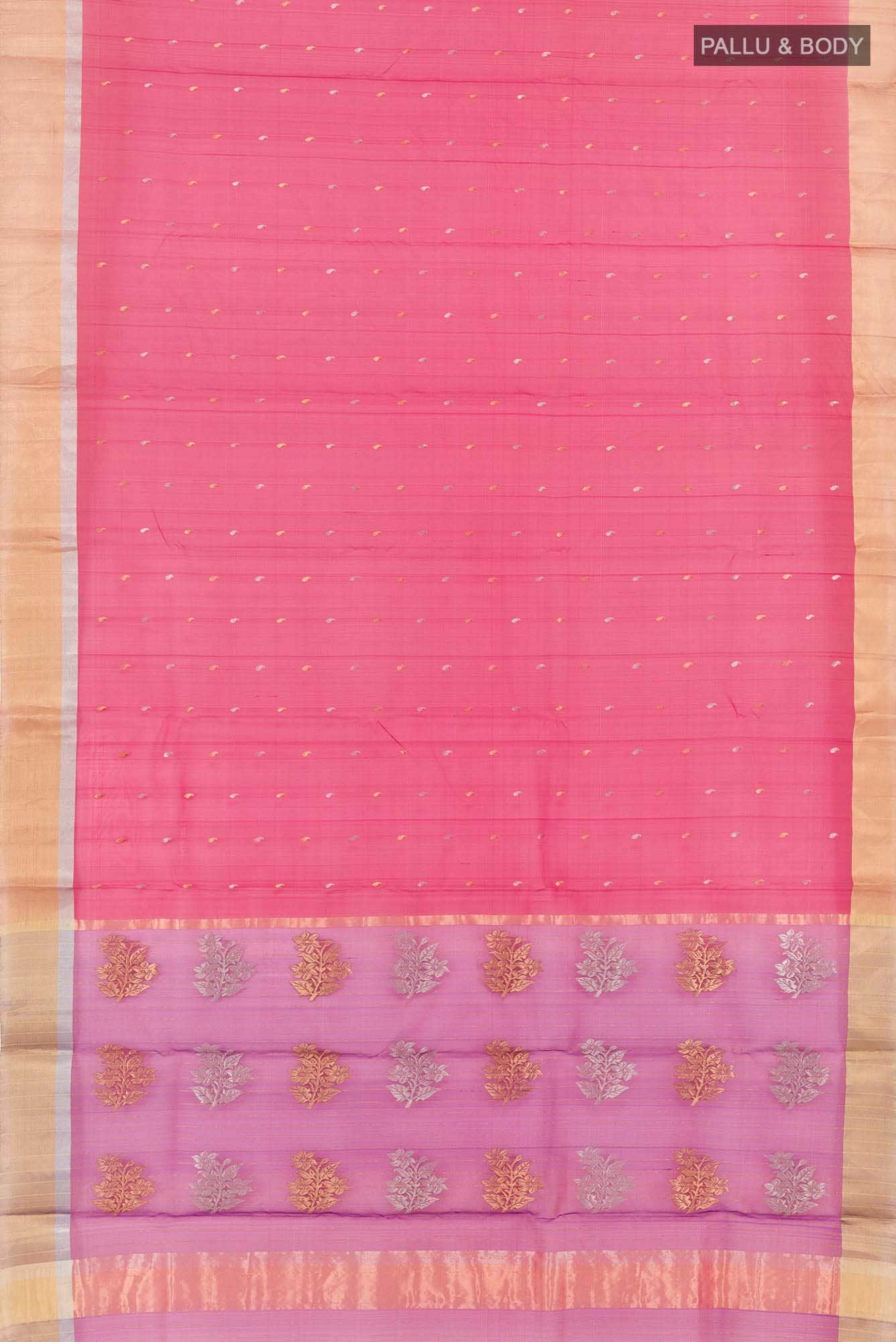 Red Chanderi Kora Silk Saree