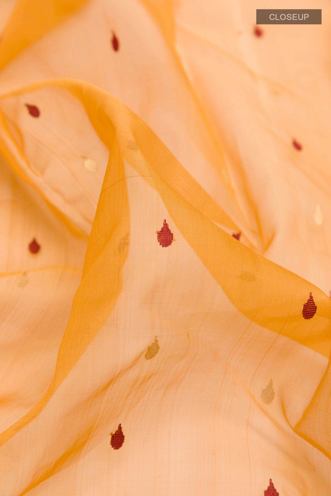 Mustard Chanderi Kora Silk Saree
