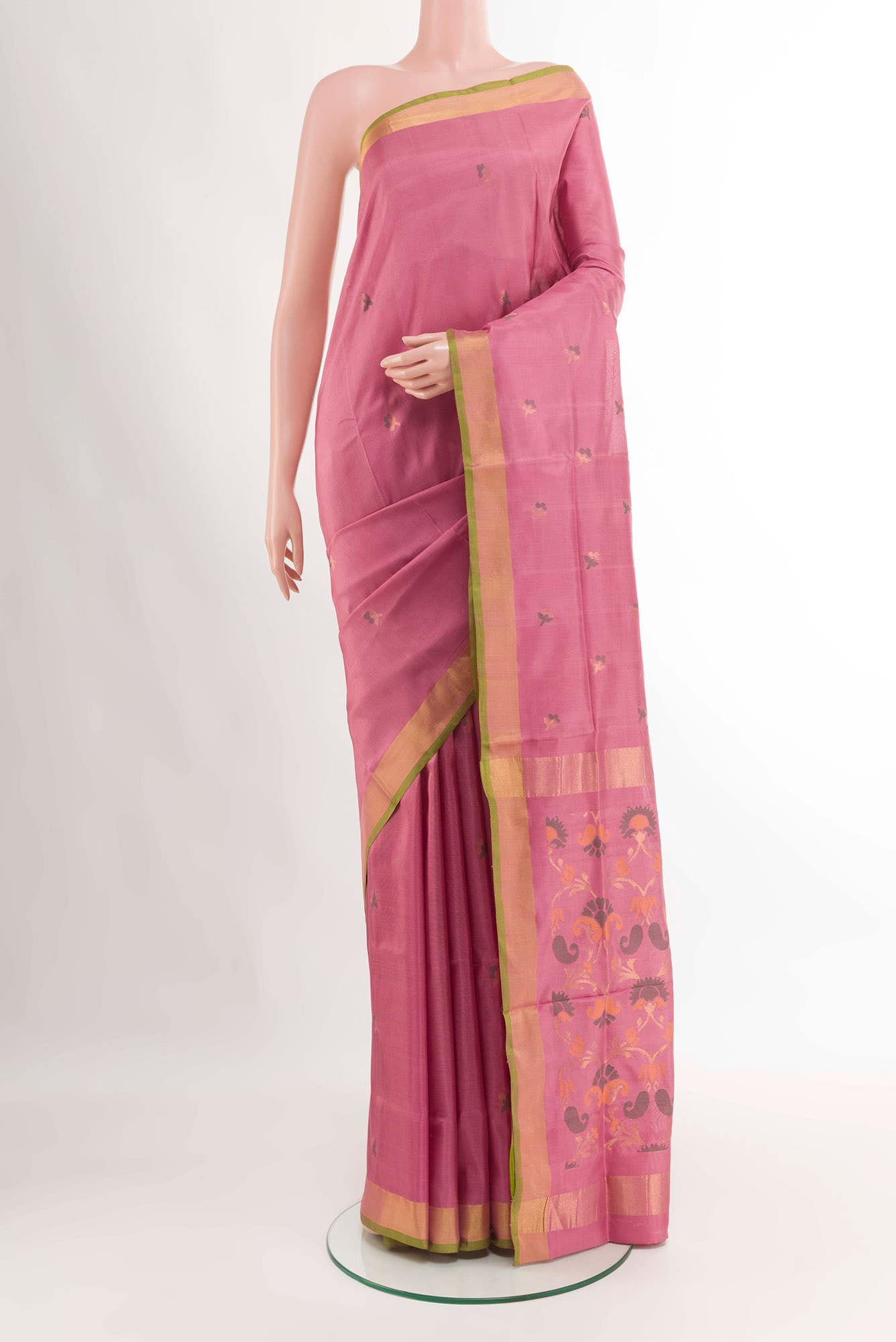 Pure Silk Pure Zari Pink Uppada Saree
