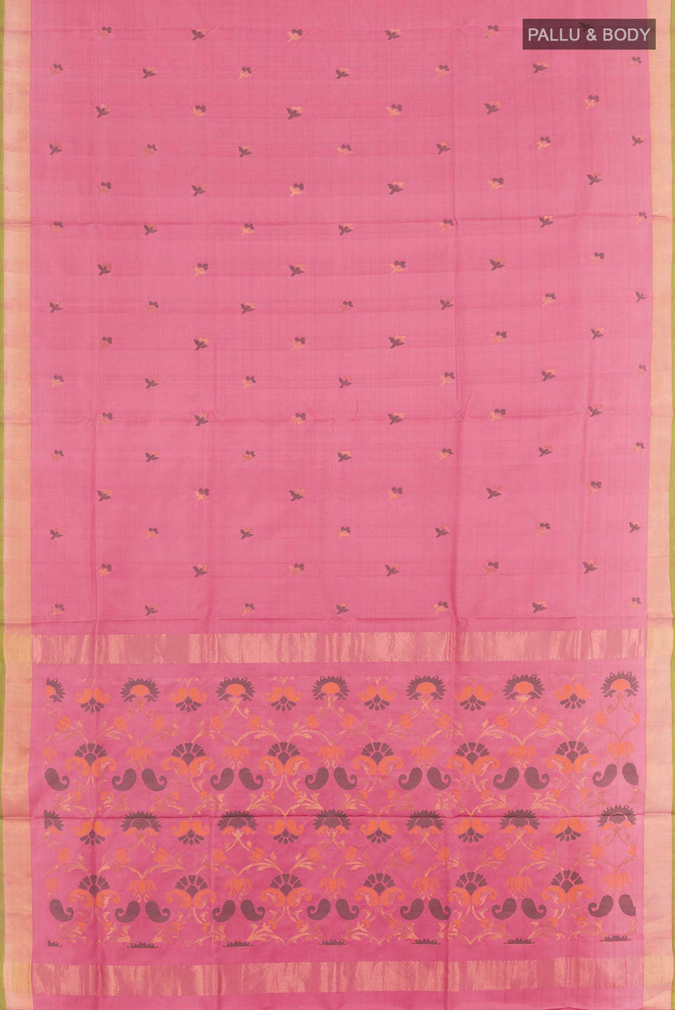 Pure Silk Pure Zari Pink Uppada Saree