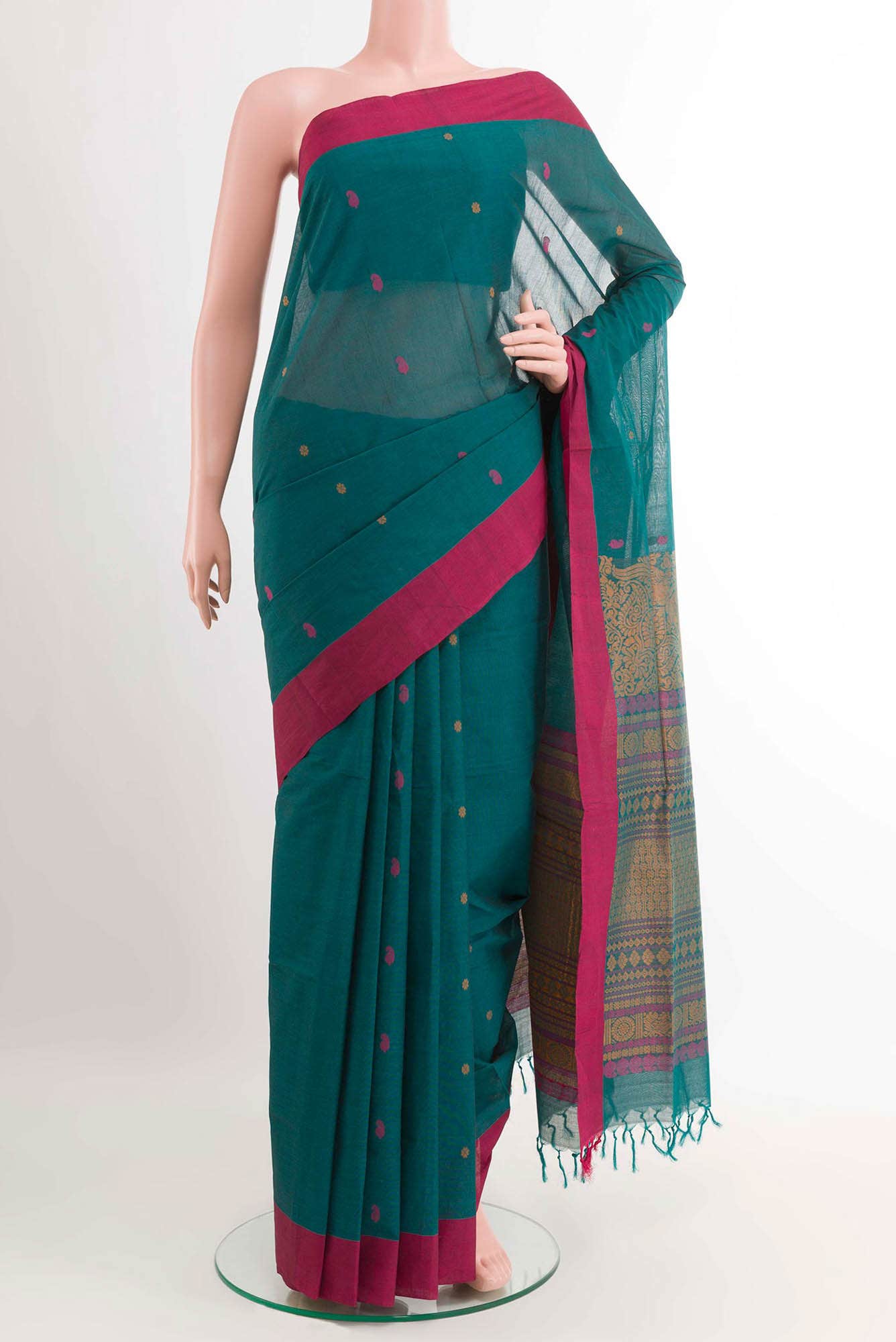 Green Coimbatore Cotton Saree