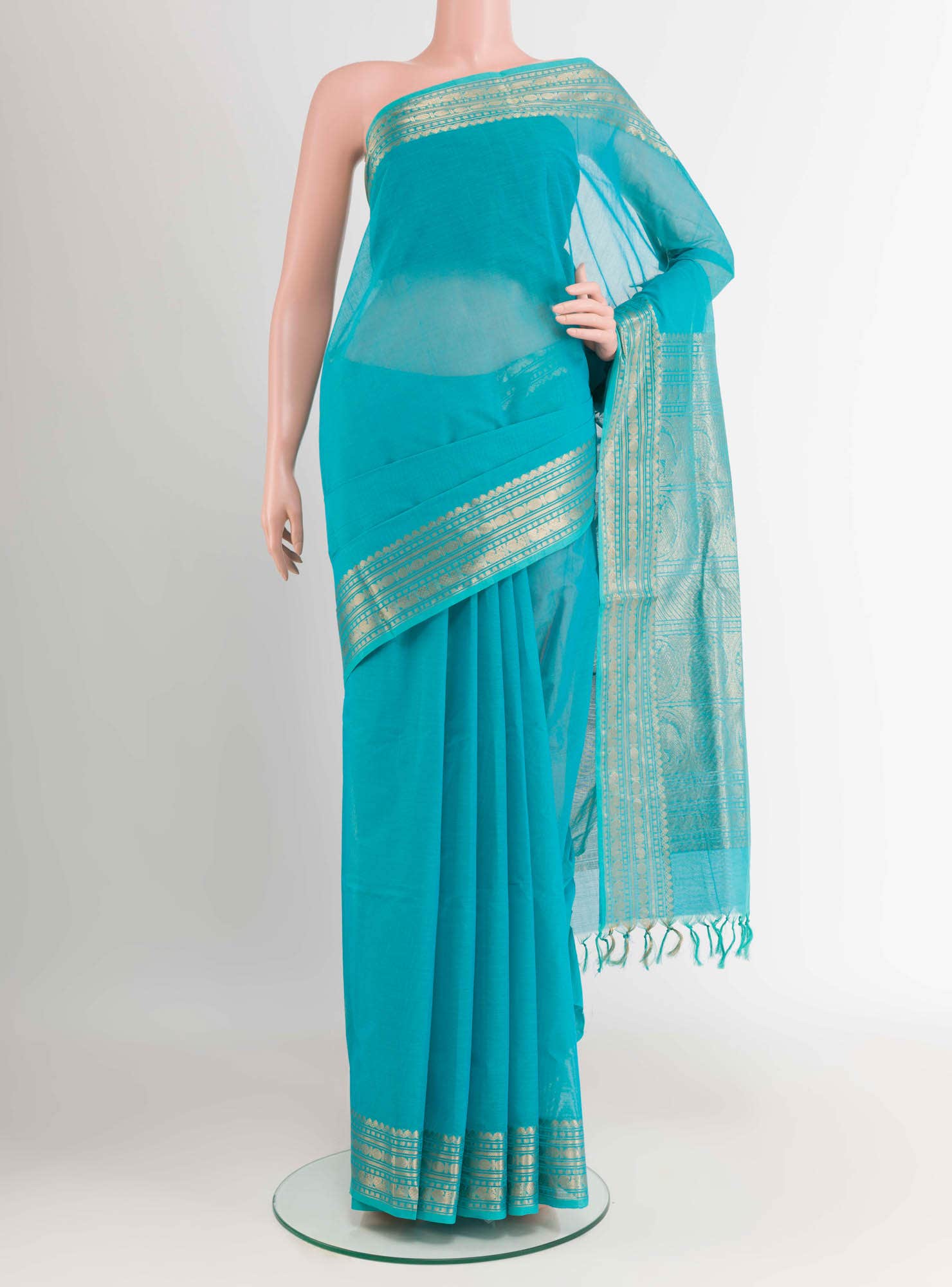 Blue Coimbatore Cotton Saree