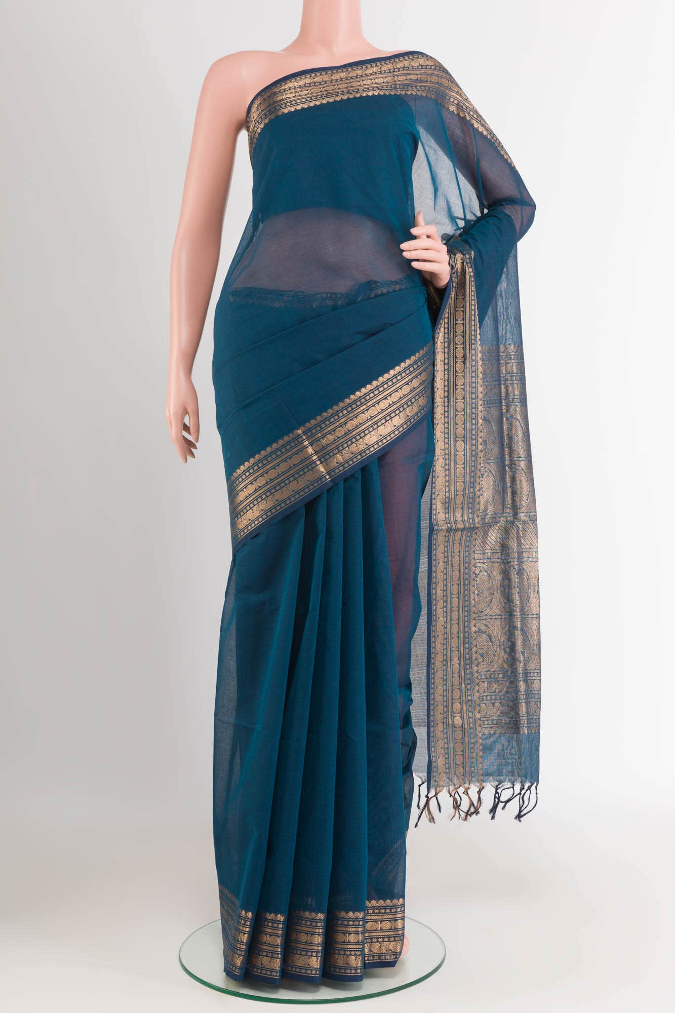 Dark Blue Coimbatore Cotton Saree