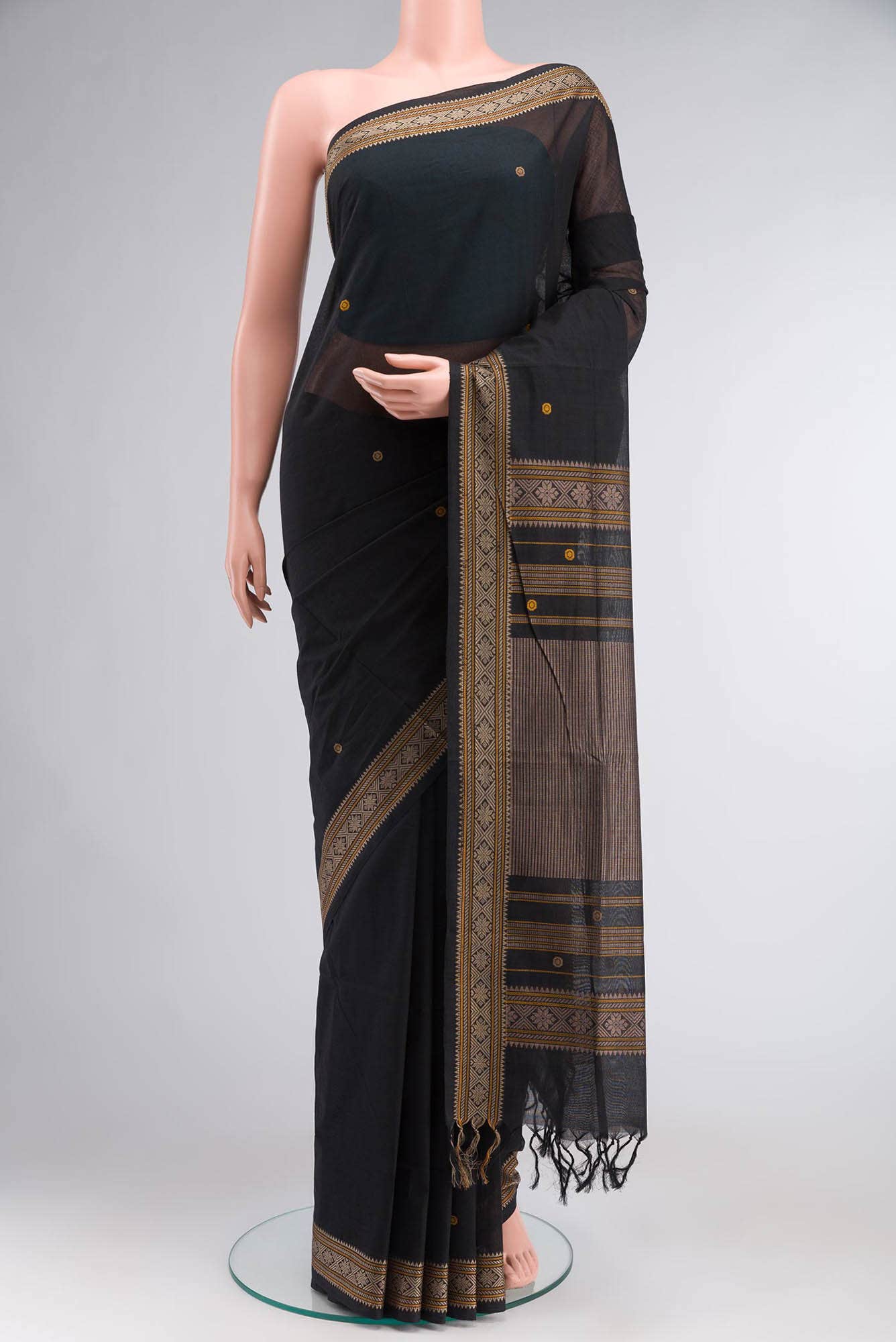 Black Coimbatore Cotton Saree