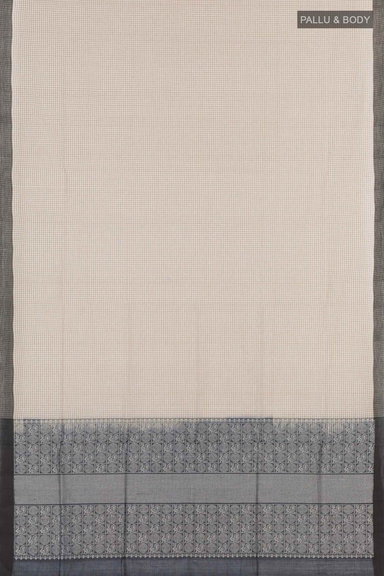 Beige Coimbatore Cotton Saree