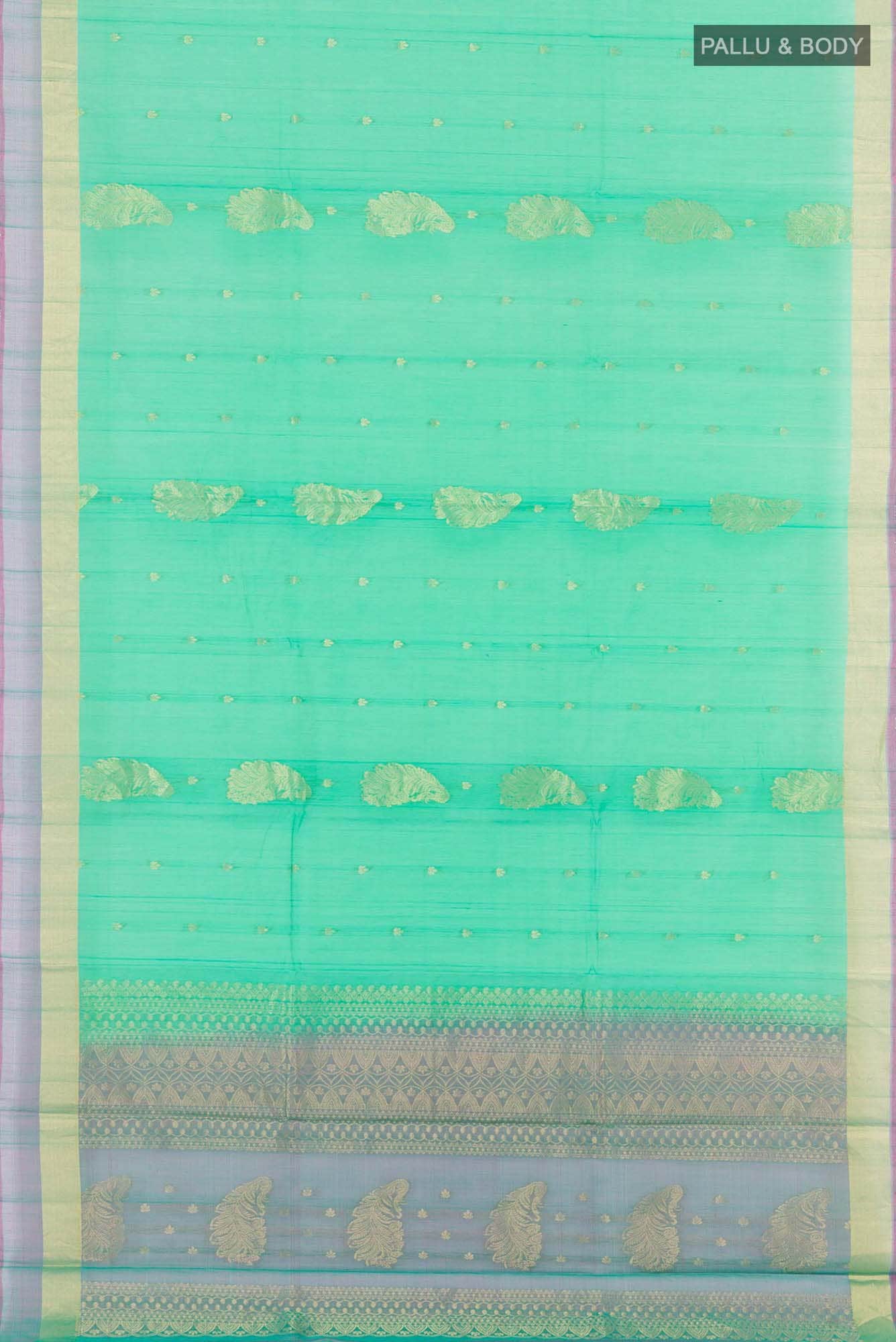 Green Blended Kora Cotton Saree