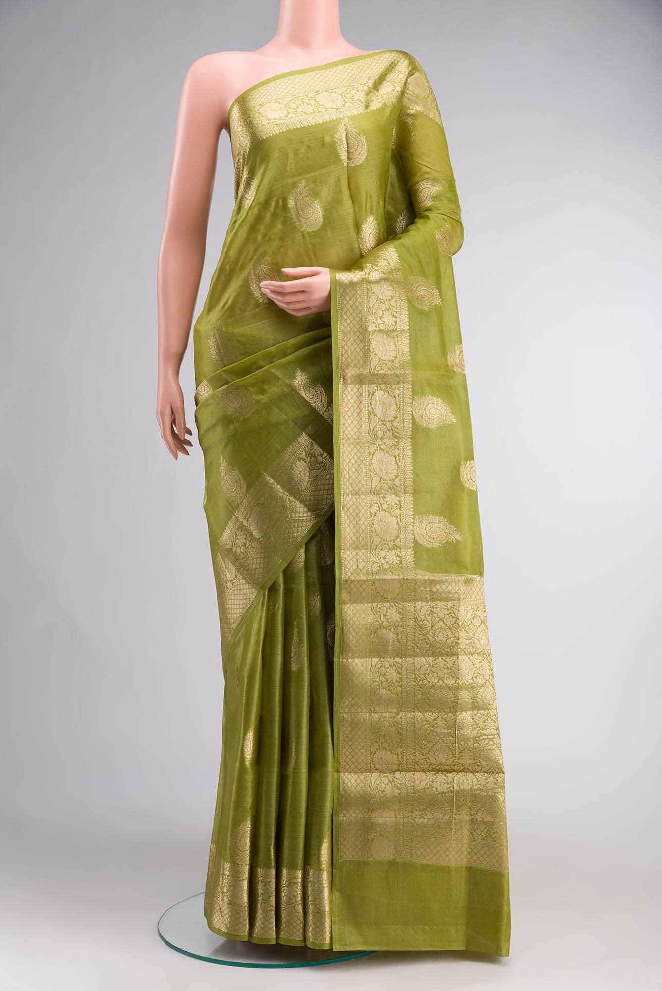 Green Banarasi Tussar Silk Saree