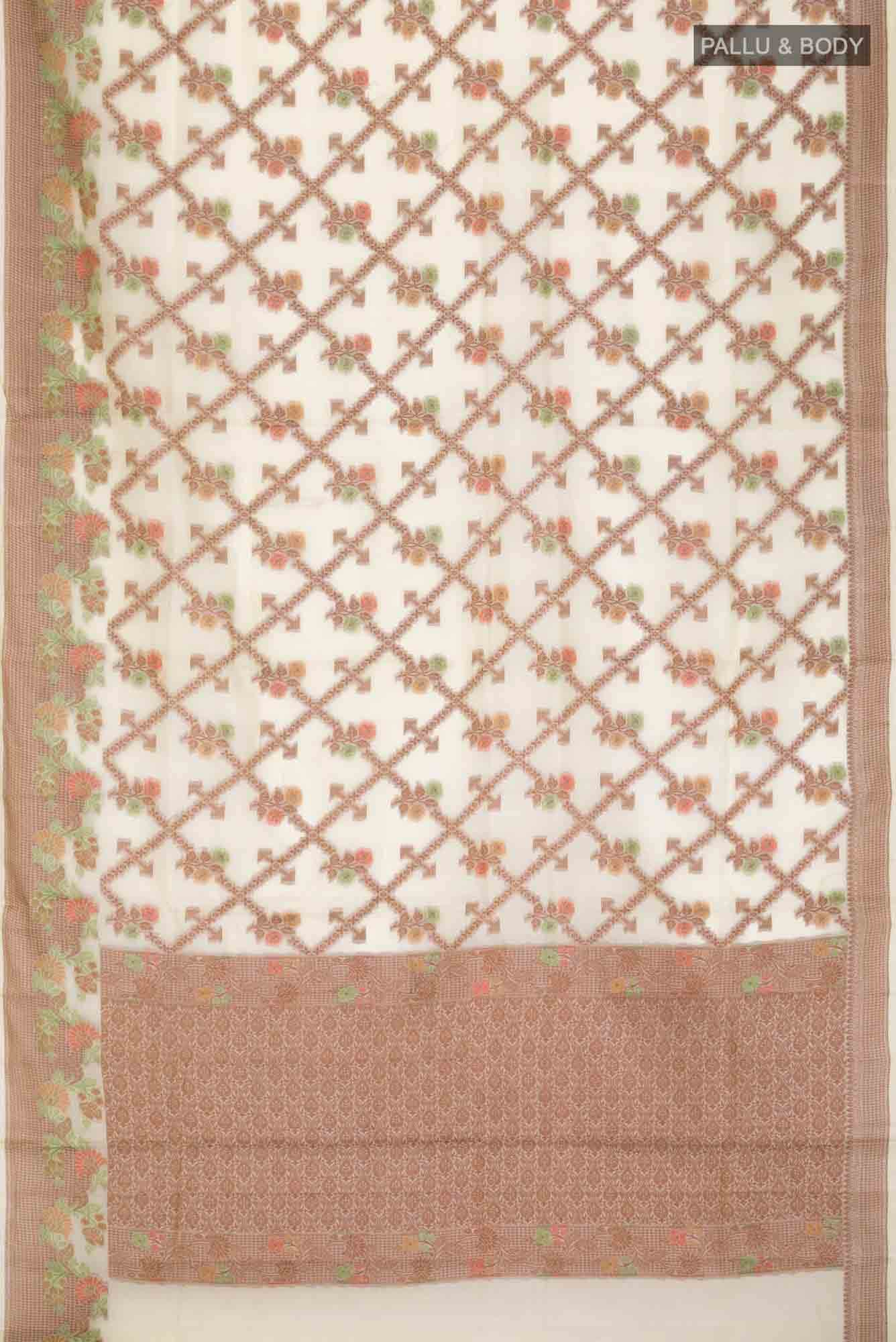Beige Banarasi Tussar Silk Saree