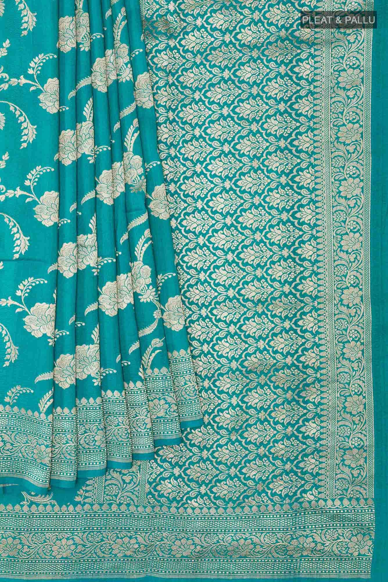 Blue Banarasi Tussar Silk Saree