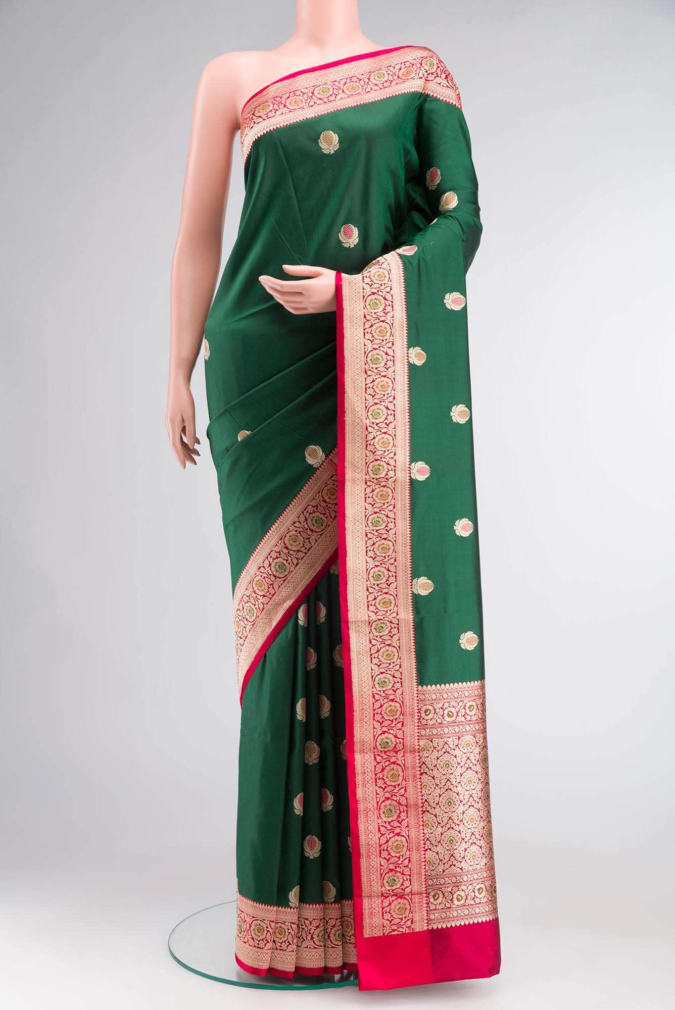 Green Banarasi Katan Silk Saree