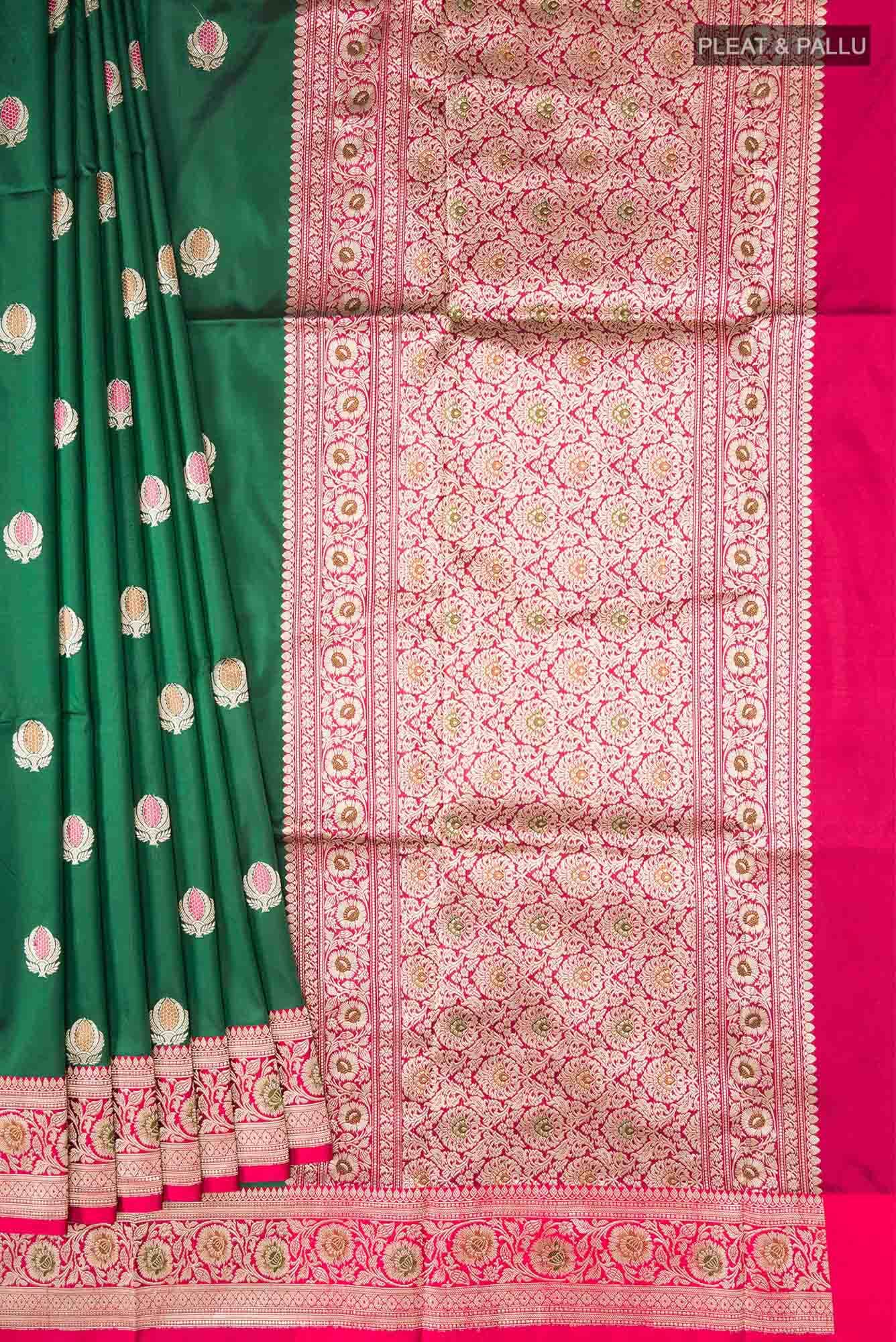 Green Banarasi Katan Silk Saree