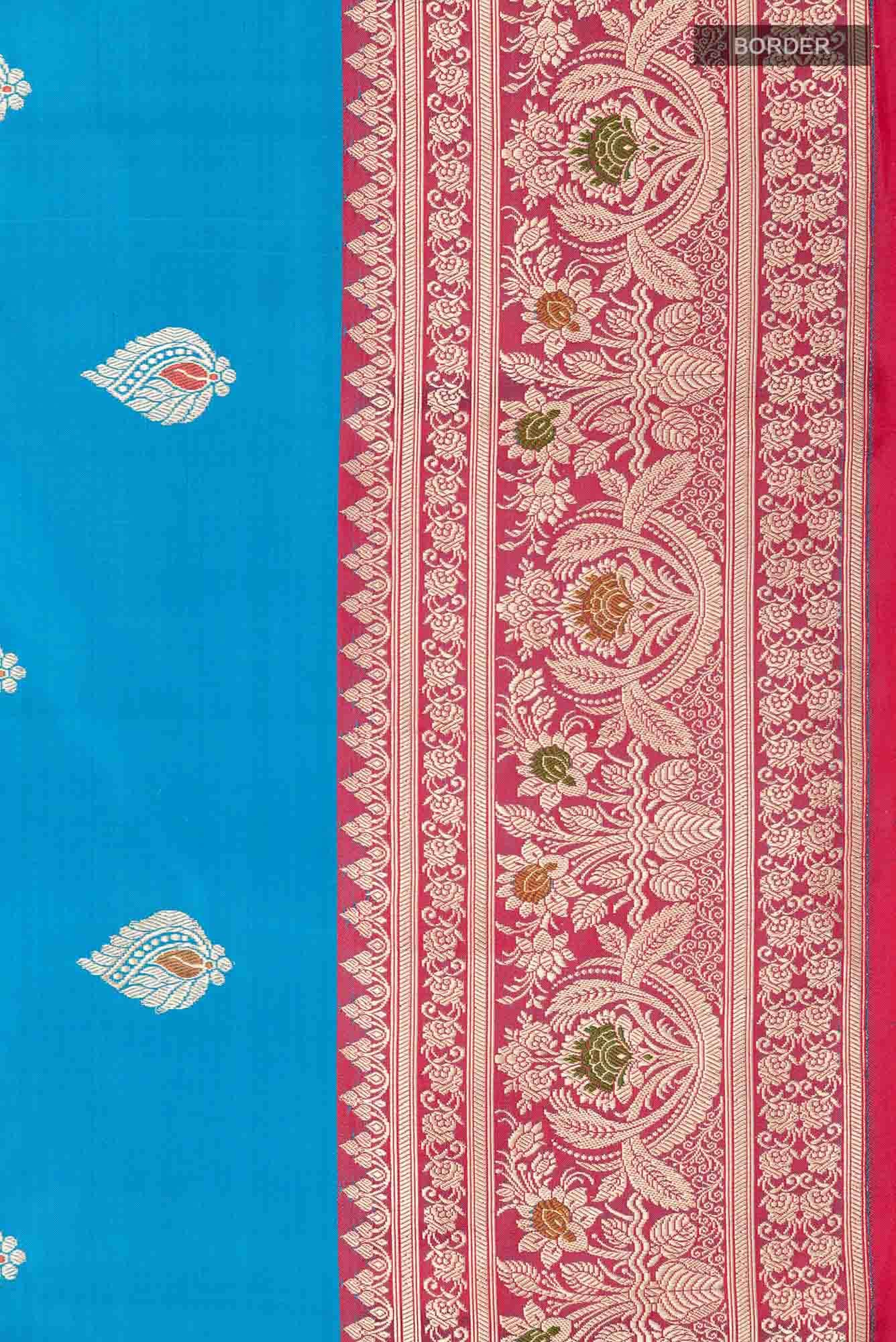 Blue Banarasi Katan Silk Saree